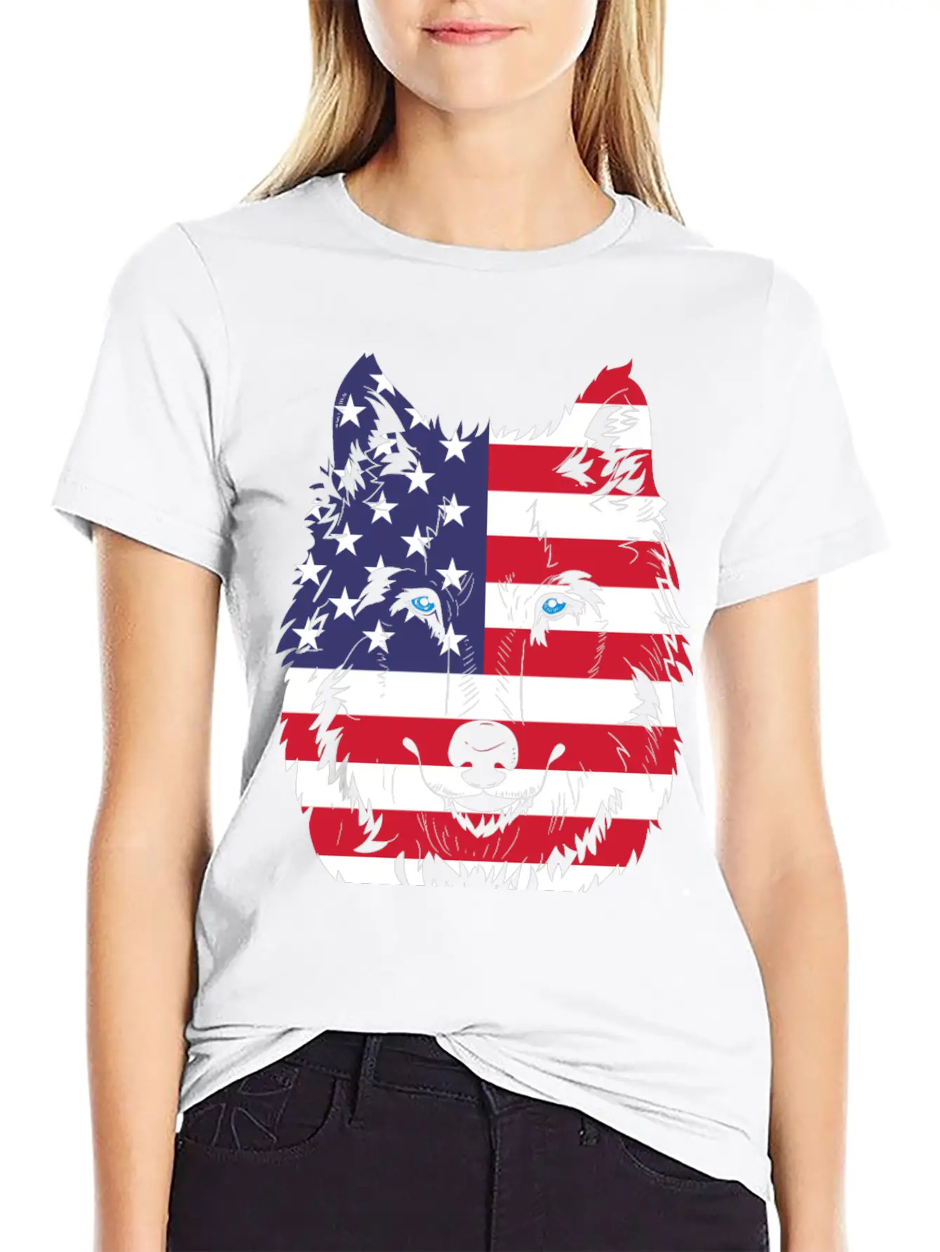 American Flag Wolf Classic Cotton Tee – Unisex Comfort For Any Season