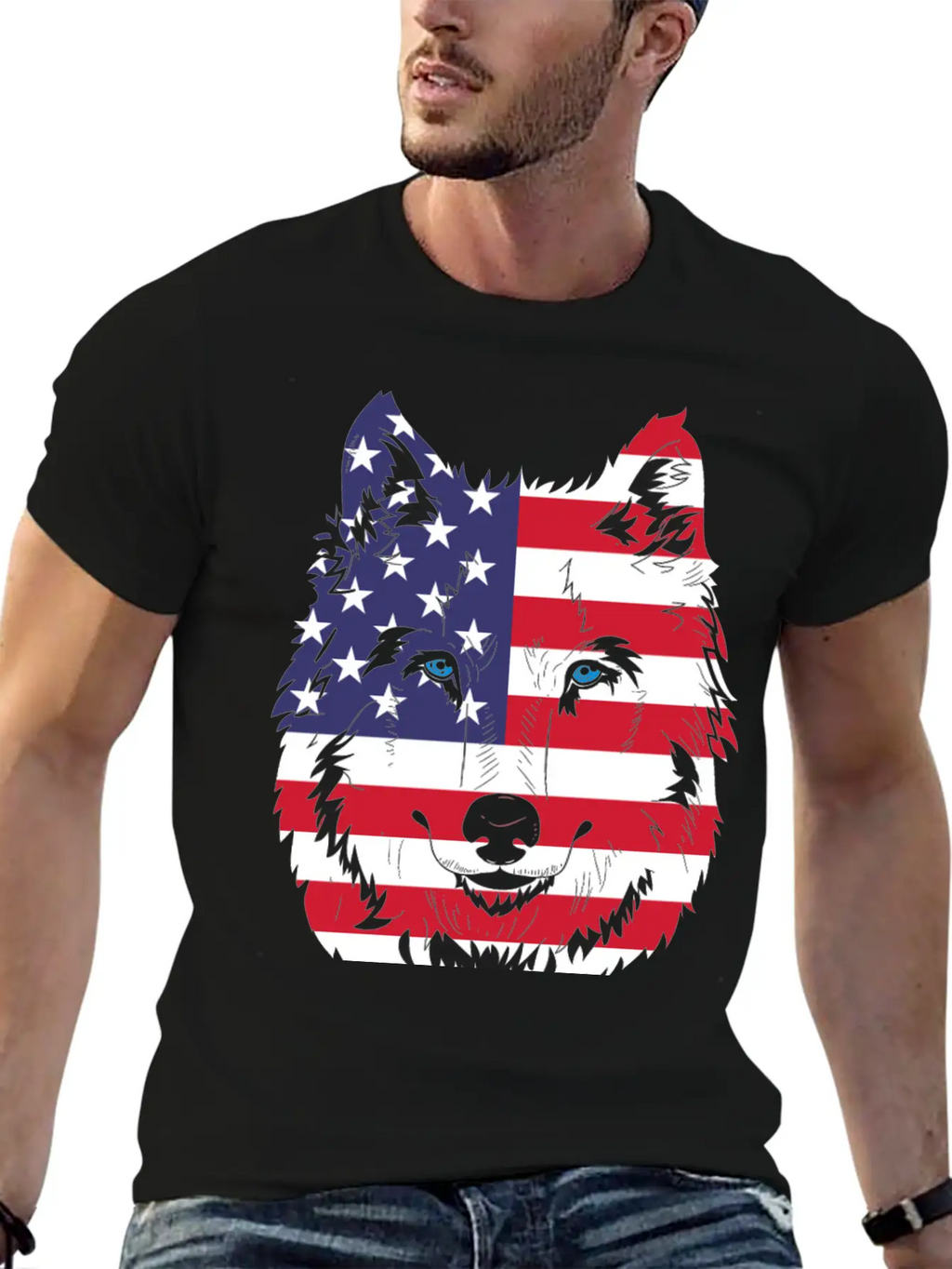 American Flag Wolf Classic Cotton Tee – Unisex Comfort For Any Season