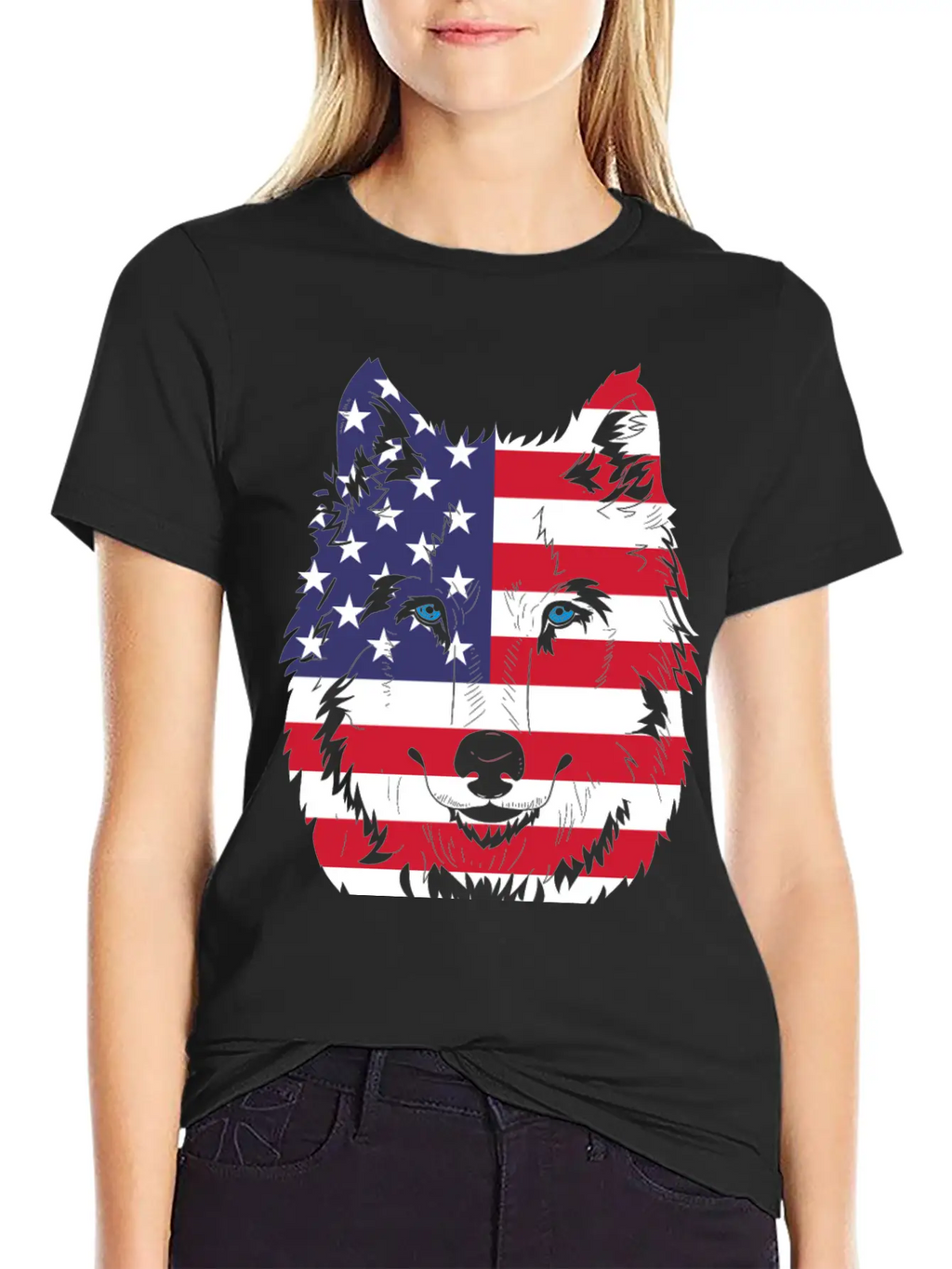 American Flag Wolf Classic Cotton Tee – Unisex Comfort For Any Season