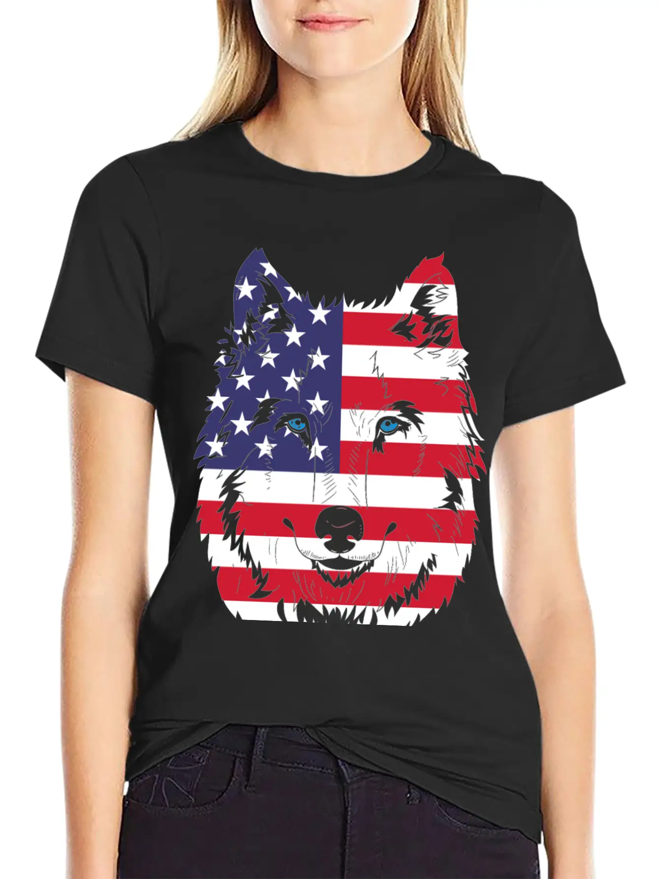 American Flag Wolf Classic Cotton Tee – Unisex Comfort For Any Season