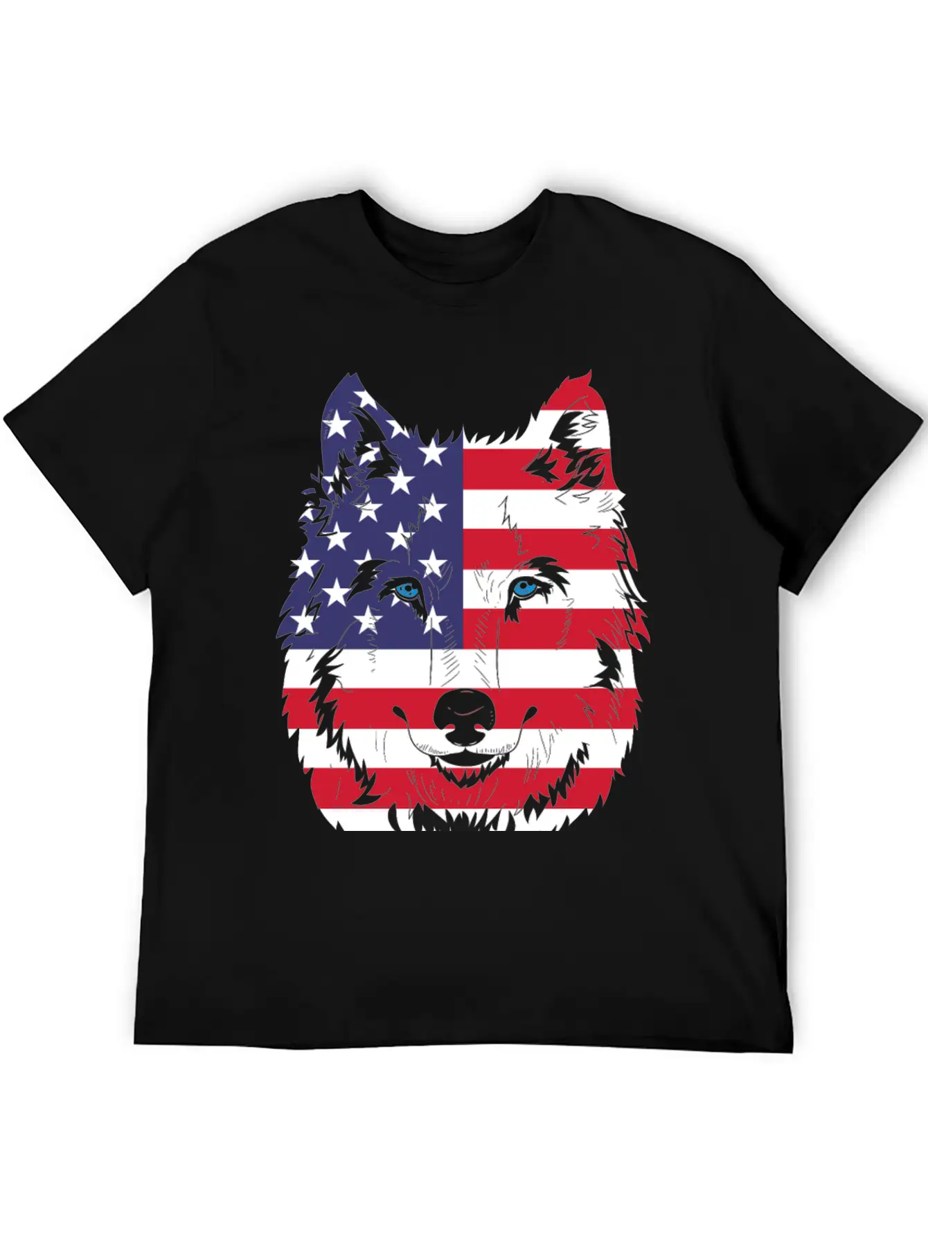 American Flag Wolf Classic Cotton Tee – Unisex Comfort For Any Season