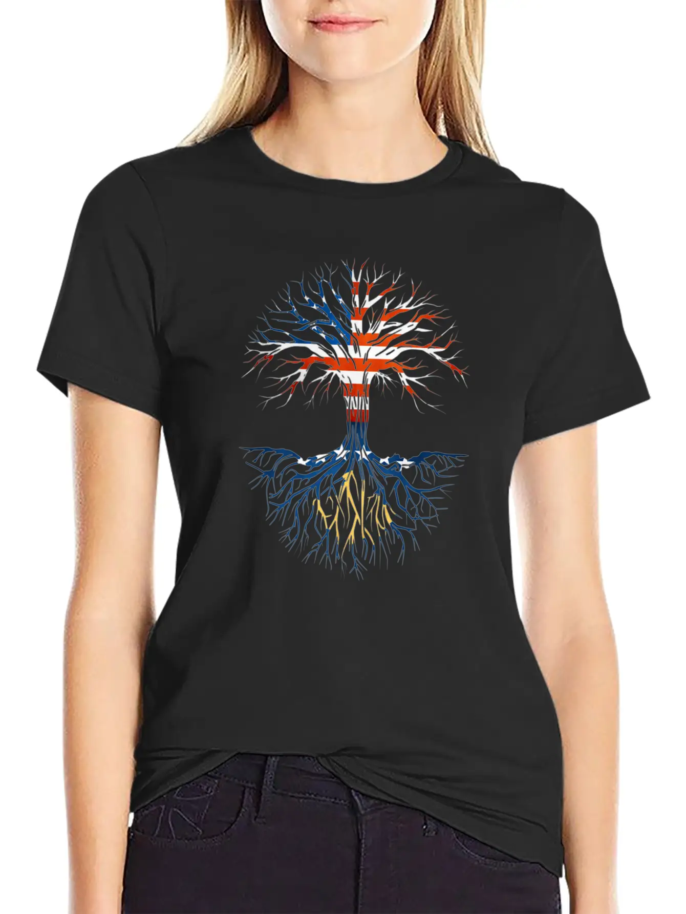 American Grown Kosovan Roots Kosovo Flag Usa Flag Breathable Graphic T-Shirt – Perfect For Casual Days