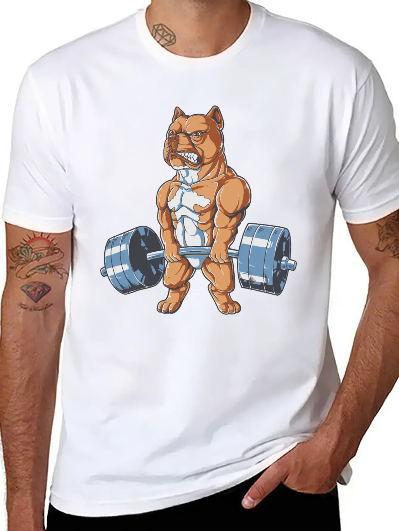 American Pit Bull Terrier Working Out Pit Bull Dog Relaxed Everyday Tee – Lightweight And Durable Cotton