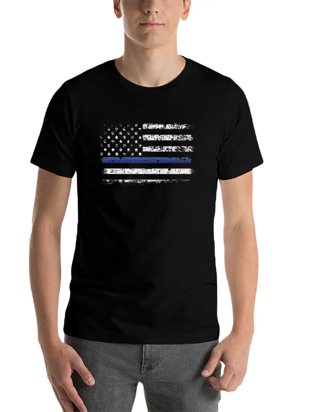 American Police Flag Simple Everyday Graphic Tee – Lightweight Summer Wear
