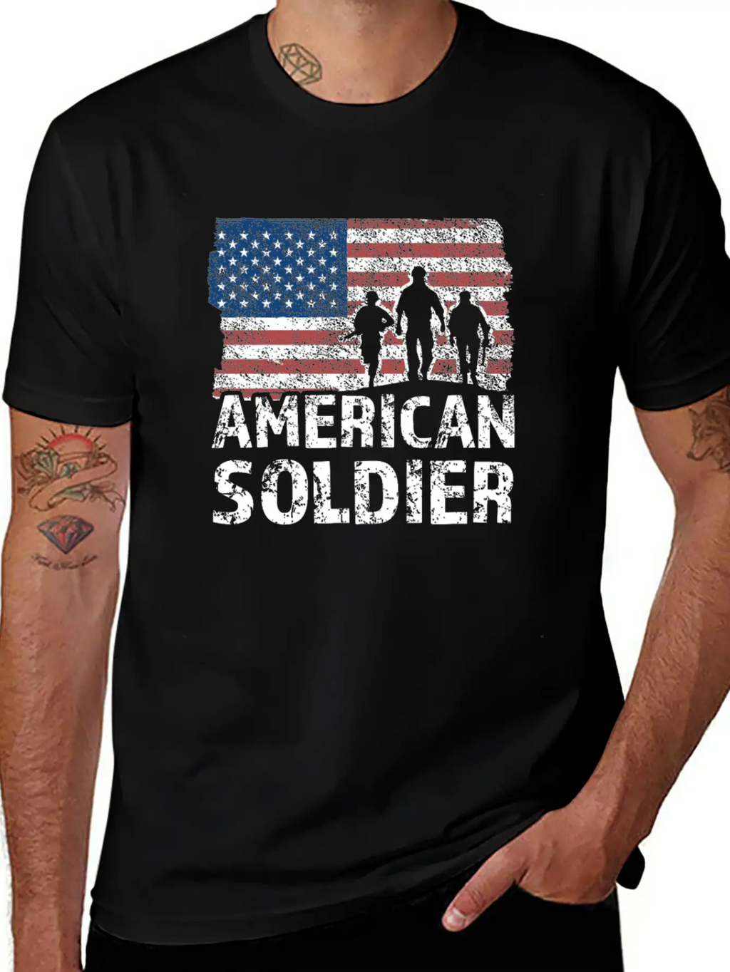 American Soldier US Flag Warrior Military USA Flag Classic Fit Graphic Tee For Daily Comfort – Unisex Cotton Shirt