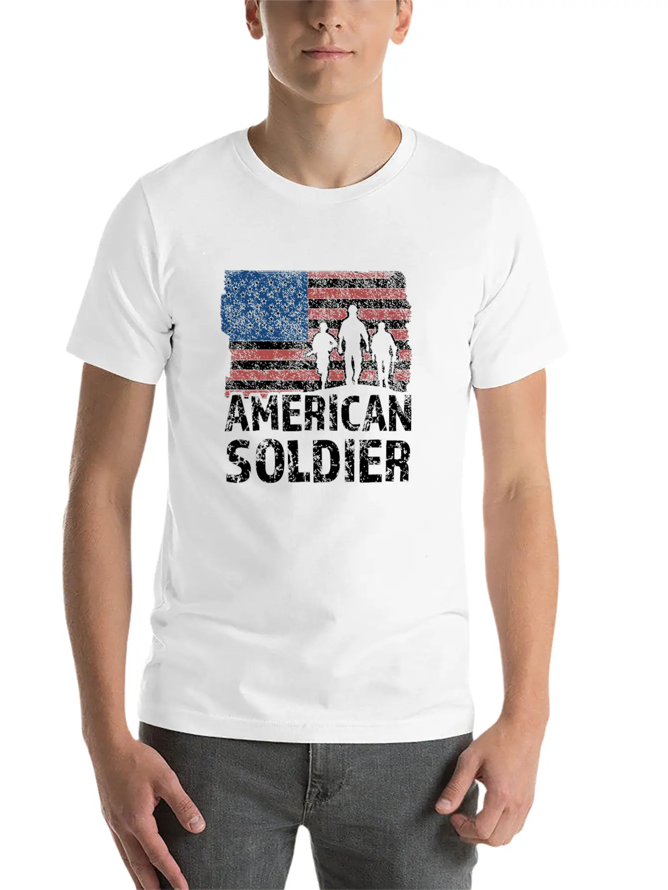 American Soldier US Flag Warrior Military USA Flag Classic Fit Graphic Tee For Daily Comfort – Unisex Cotton Shirt