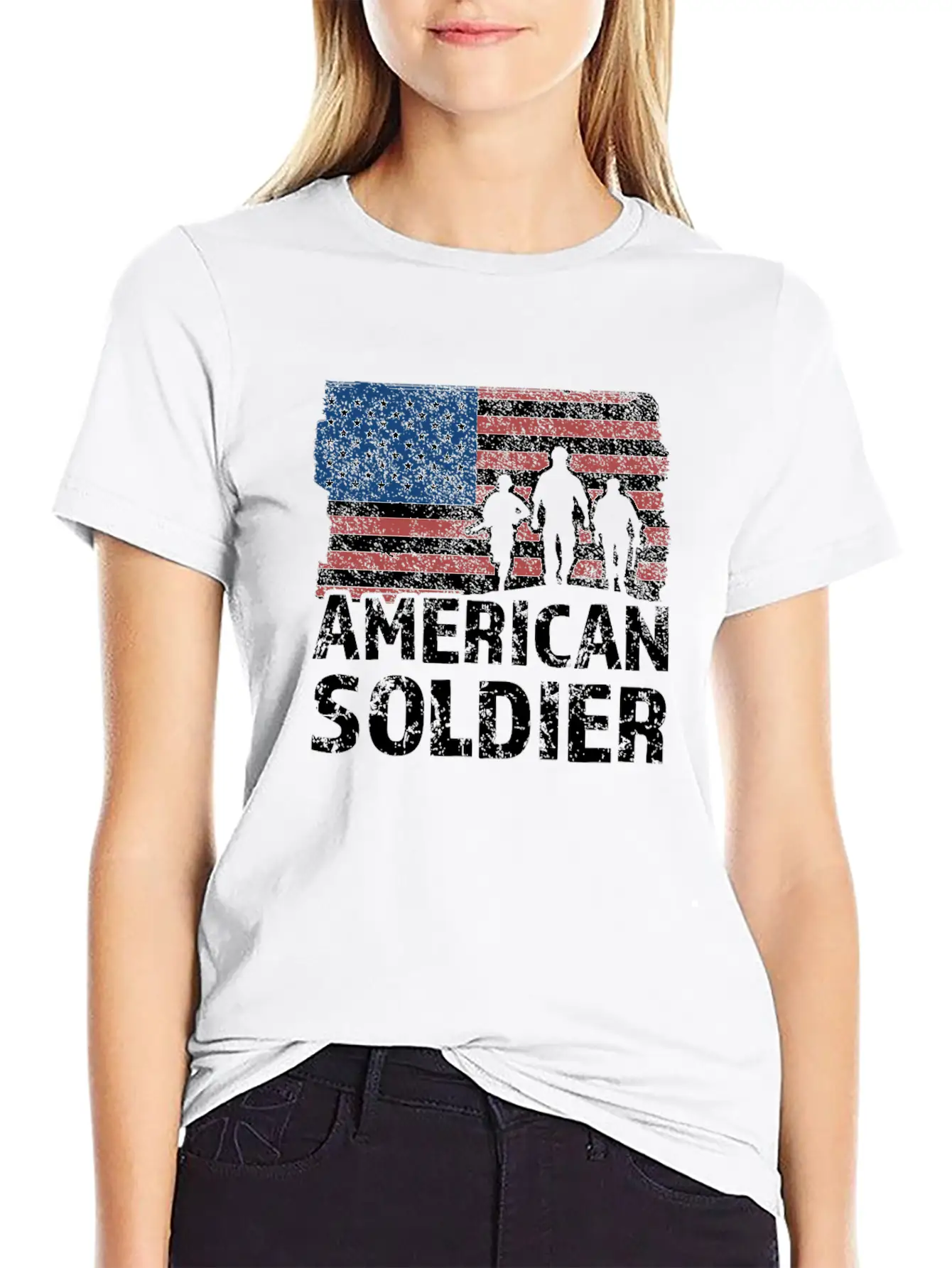 American Soldier US Flag Warrior Military USA Flag Classic Fit Graphic Tee For Daily Comfort – Unisex Cotton Shirt