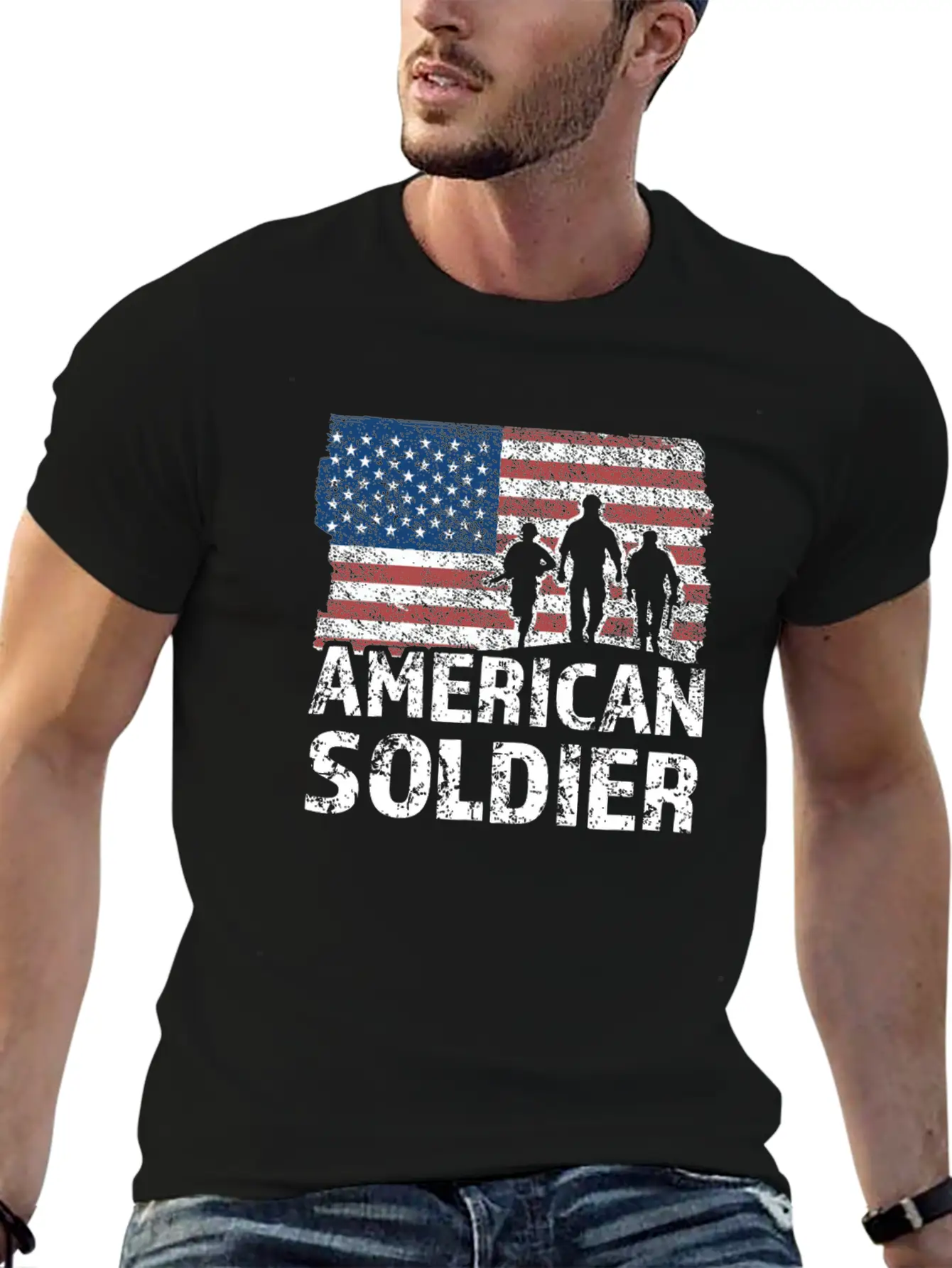 American Soldier US Flag Warrior Military USA Flag Classic Fit Graphic Tee For Daily Comfort – Unisex Cotton Shirt