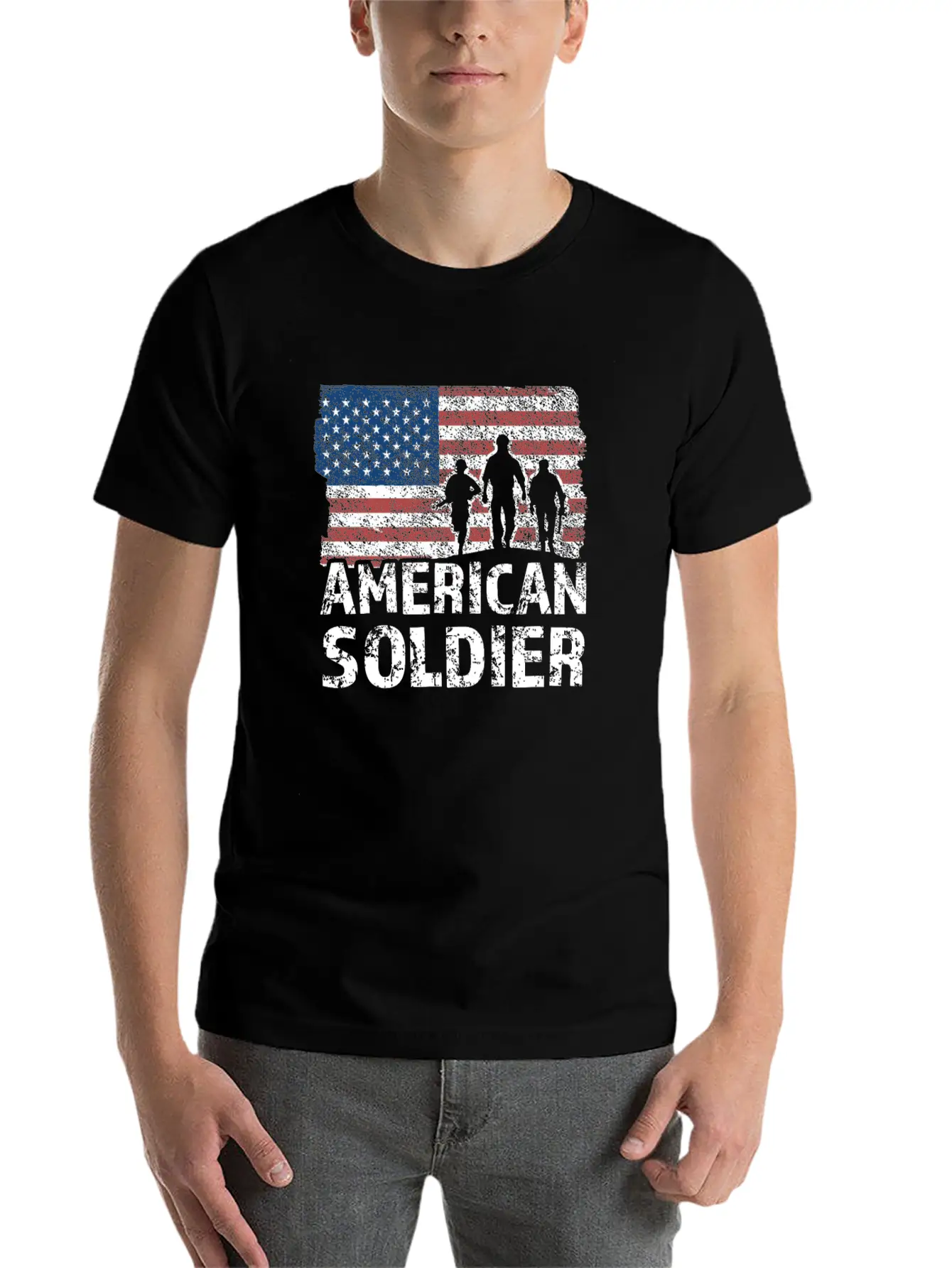 American Soldier US Flag Warrior Military USA Flag Classic Fit Graphic Tee For Daily Comfort – Unisex Cotton Shirt