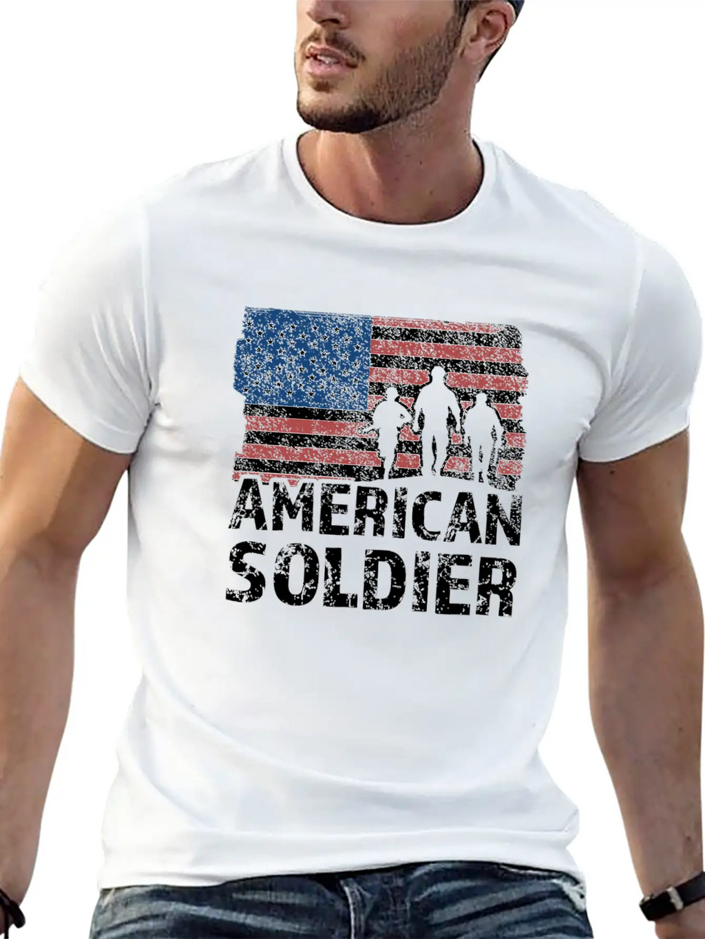 American Soldier US Flag Warrior Military USA Flag Classic Fit Graphic Tee For Daily Comfort – Unisex Cotton Shirt