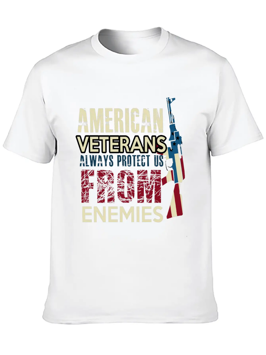 AMERICAN VETERANS ALWAYS PROTECT US FROM ENEMIES Simple Everyday Graphic Tee – Lightweight Summer Wear