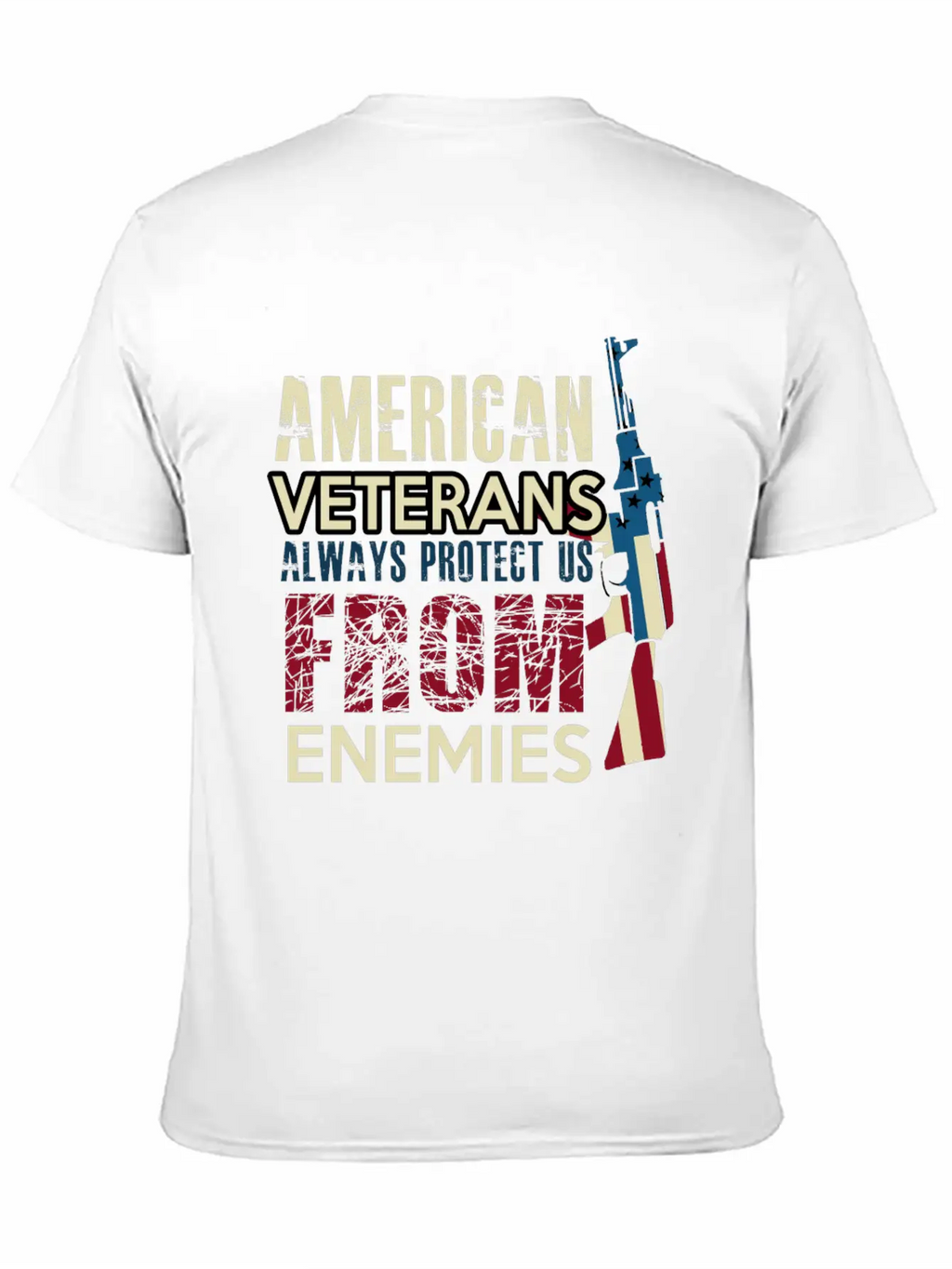 AMERICAN VETERANS ALWAYS PROTECT US FROM ENEMIES Simple Everyday Graphic Tee – Lightweight Summer Wear