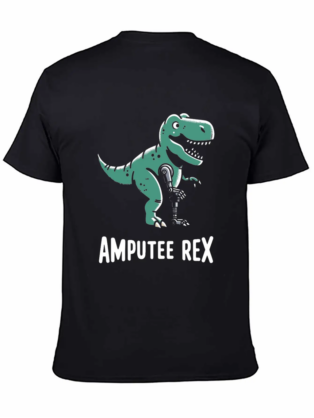 Amputee Rex Tyrannosaurus Prosthetic Leg Handicap Stylish Everyday T-Shirt – Unisex Basic Cotton Tee