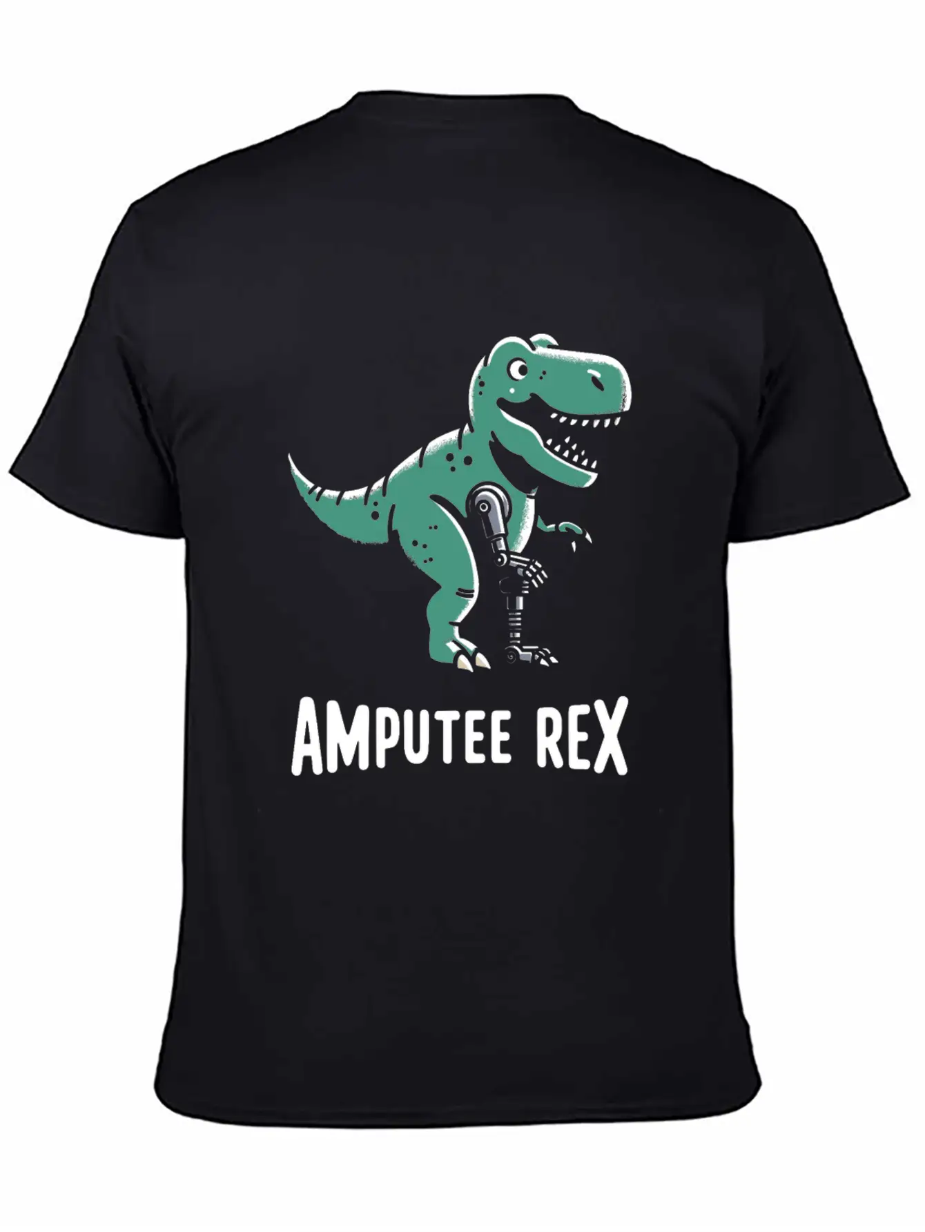 Amputee Rex Tyrannosaurus Prosthetic Leg Handicap Stylish Everyday T-Shirt – Unisex Basic Cotton Tee