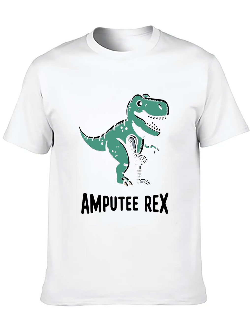 Amputee Rex Tyrannosaurus Prosthetic Leg Handicap Stylish Everyday T-Shirt – Unisex Basic Cotton Tee
