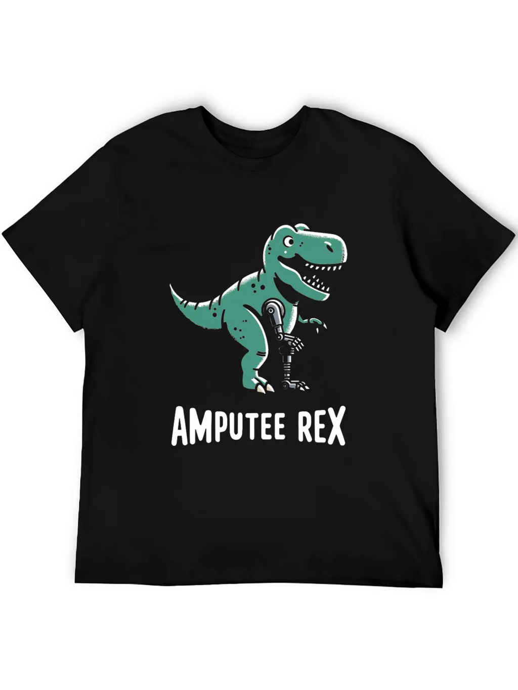 Amputee Rex Tyrannosaurus Prosthetic Leg Handicap Stylish Everyday T-Shirt – Unisex Basic Cotton Tee