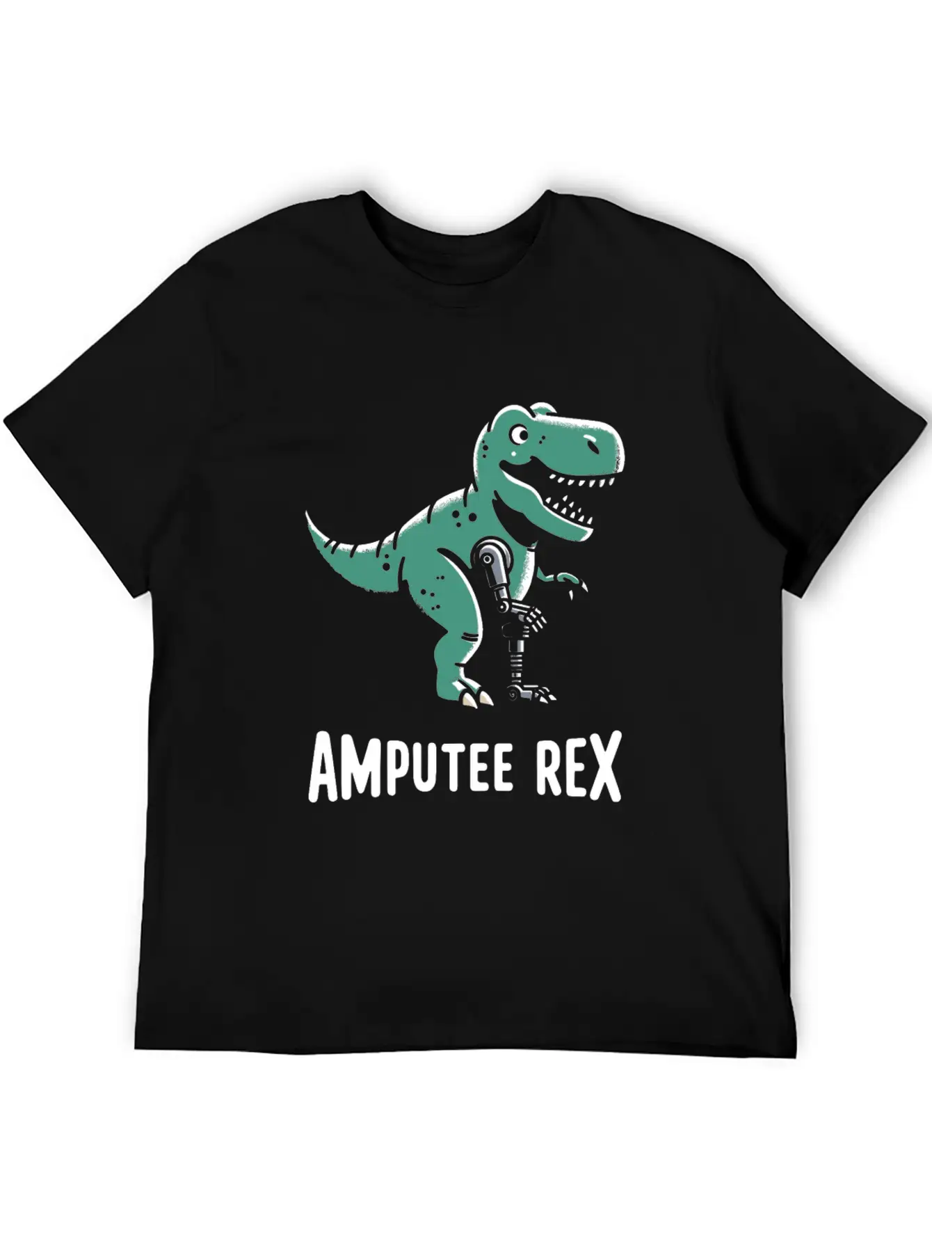 Amputee Rex Tyrannosaurus Prosthetic Leg Handicap Stylish Everyday T-Shirt – Unisex Basic Cotton Tee