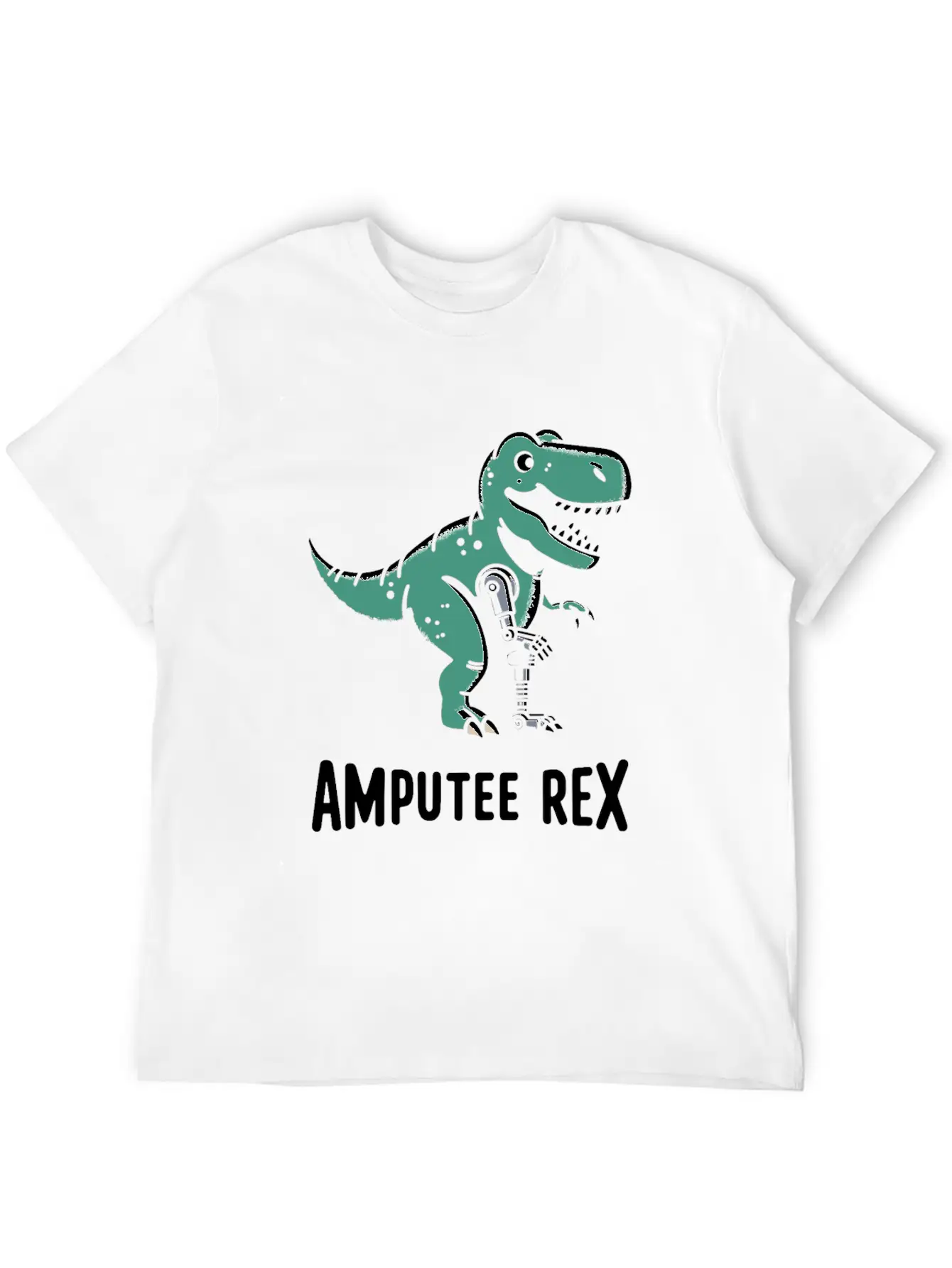 Amputee Rex Tyrannosaurus Prosthetic Leg Handicap Stylish Everyday T-Shirt – Unisex Basic Cotton Tee
