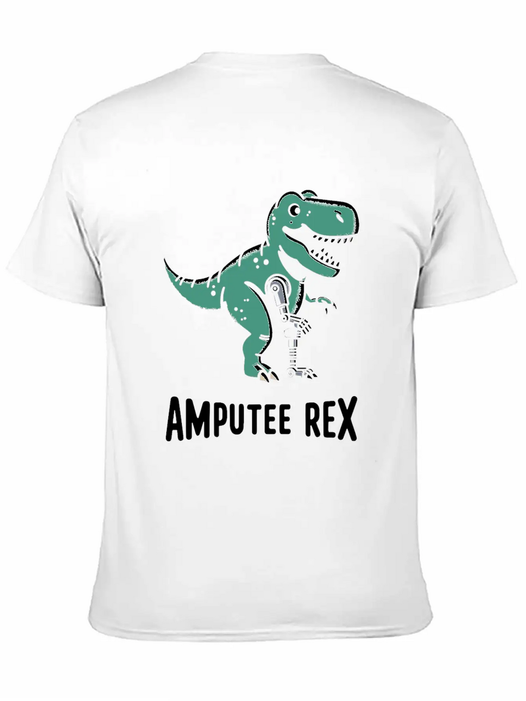 Amputee Rex Tyrannosaurus Prosthetic Leg Handicap Stylish Everyday T-Shirt – Unisex Basic Cotton Tee