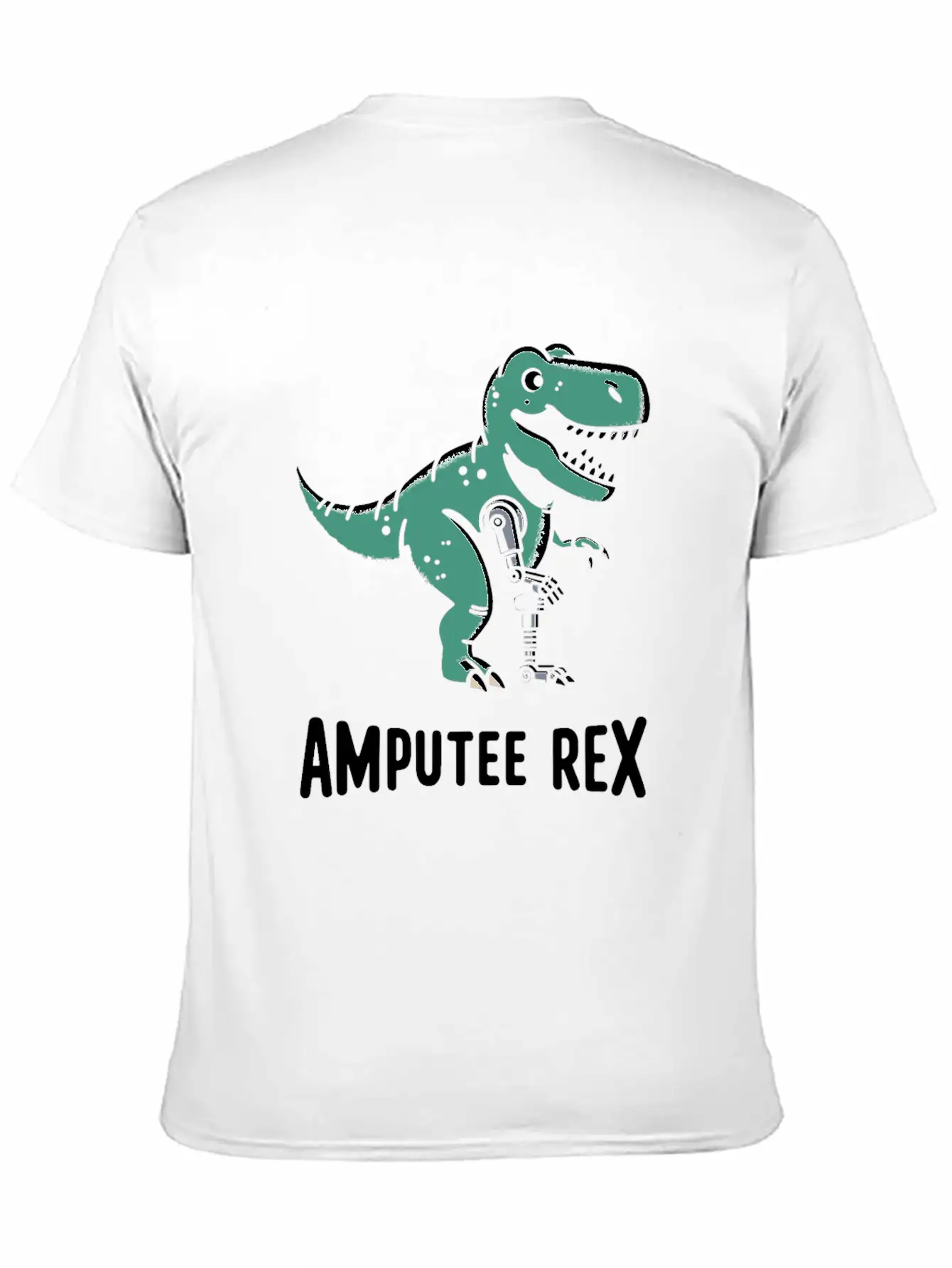 Amputee Rex Tyrannosaurus Prosthetic Leg Handicap Stylish Everyday T-Shirt – Unisex Basic Cotton Tee