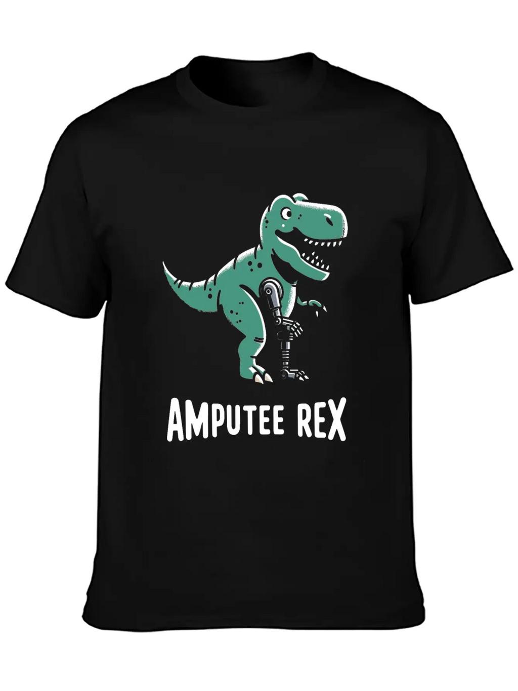 Amputee Rex Tyrannosaurus Prosthetic Leg Handicap Stylish Everyday T-Shirt – Unisex Basic Cotton Tee