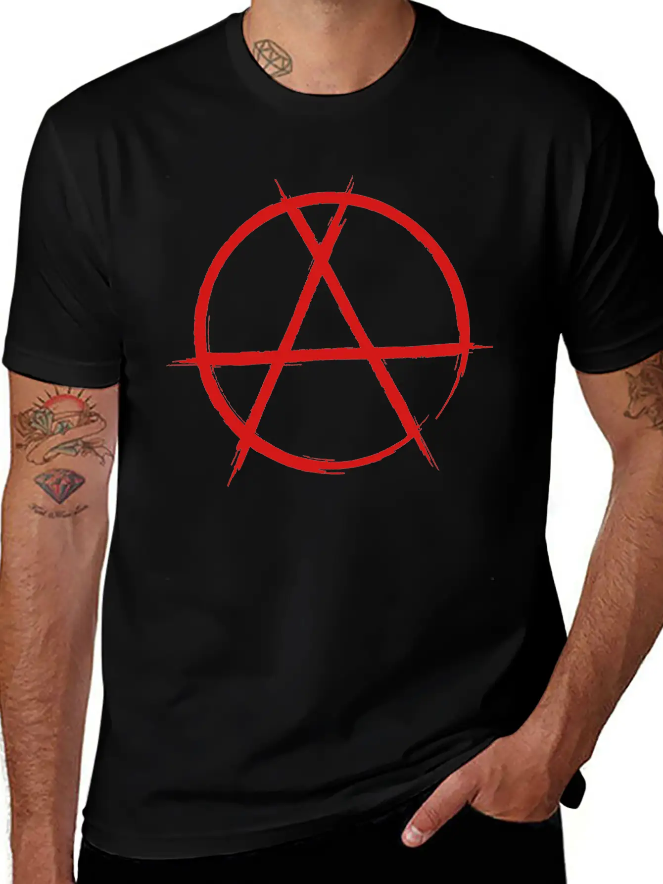 Anarchy Sign Classic Fit Graphic Tee For Daily Comfort – Unisex Cotton Shirt