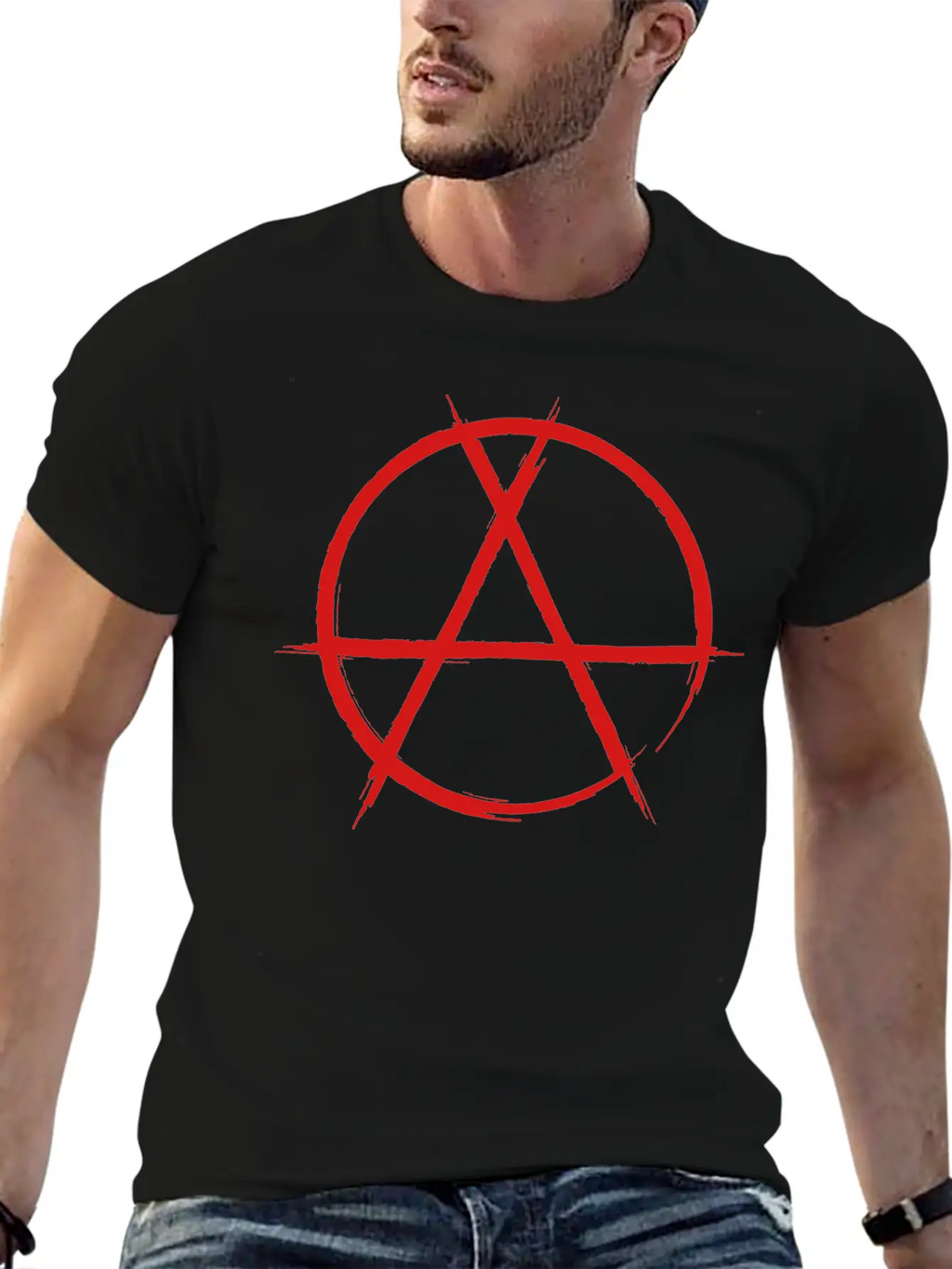 Anarchy Sign Classic Fit Graphic Tee For Daily Comfort – Unisex Cotton Shirt