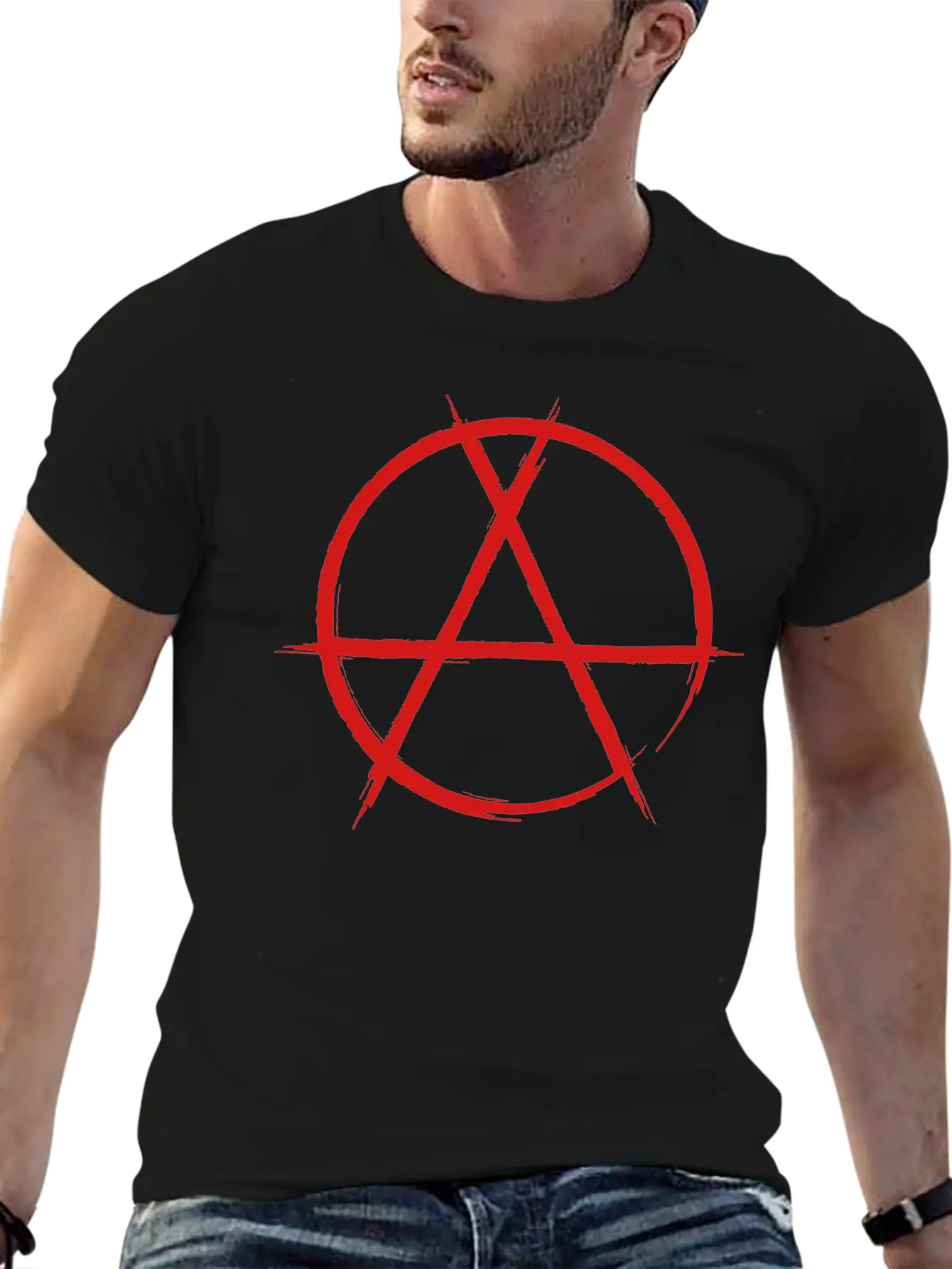 Anarchy Sign Classic Fit Graphic Tee For Daily Comfort – Unisex Cotton Shirt