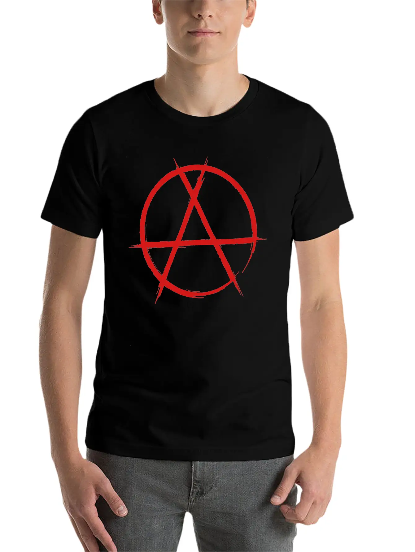 Anarchy Sign Classic Fit Graphic Tee For Daily Comfort – Unisex Cotton Shirt