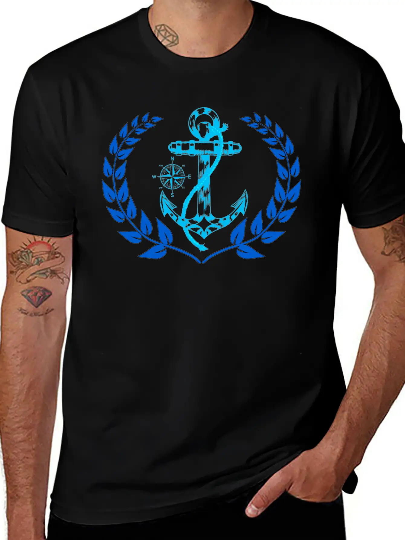 Anchor Maritime Seaman Compass Nautical Breathable Graphic T-Shirt – Perfect For Casual Days