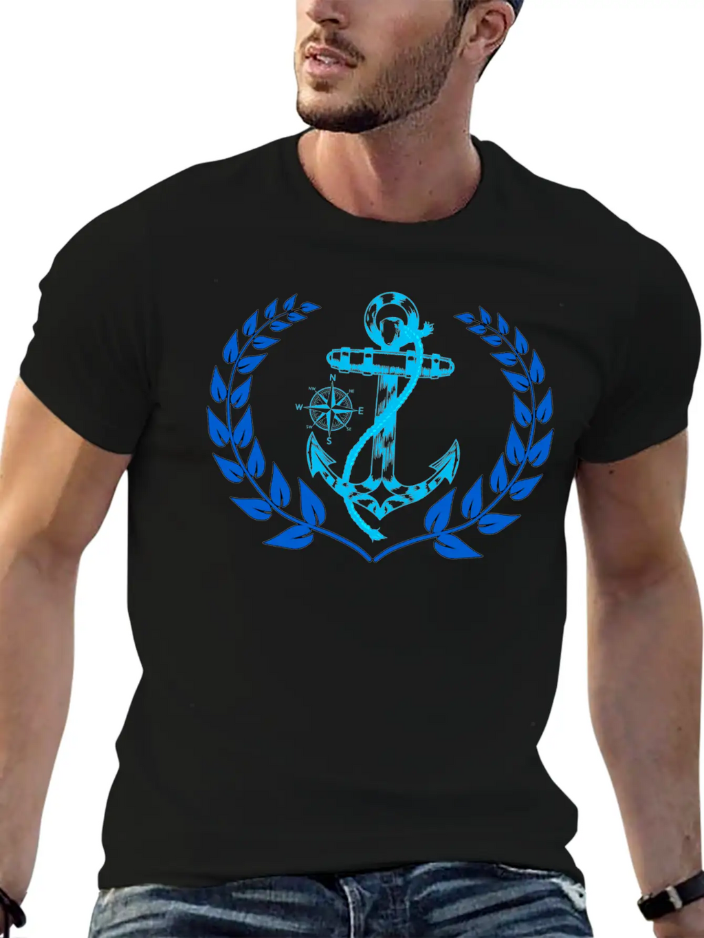 Anchor Maritime Seaman Compass Nautical Breathable Graphic T-Shirt – Perfect For Casual Days