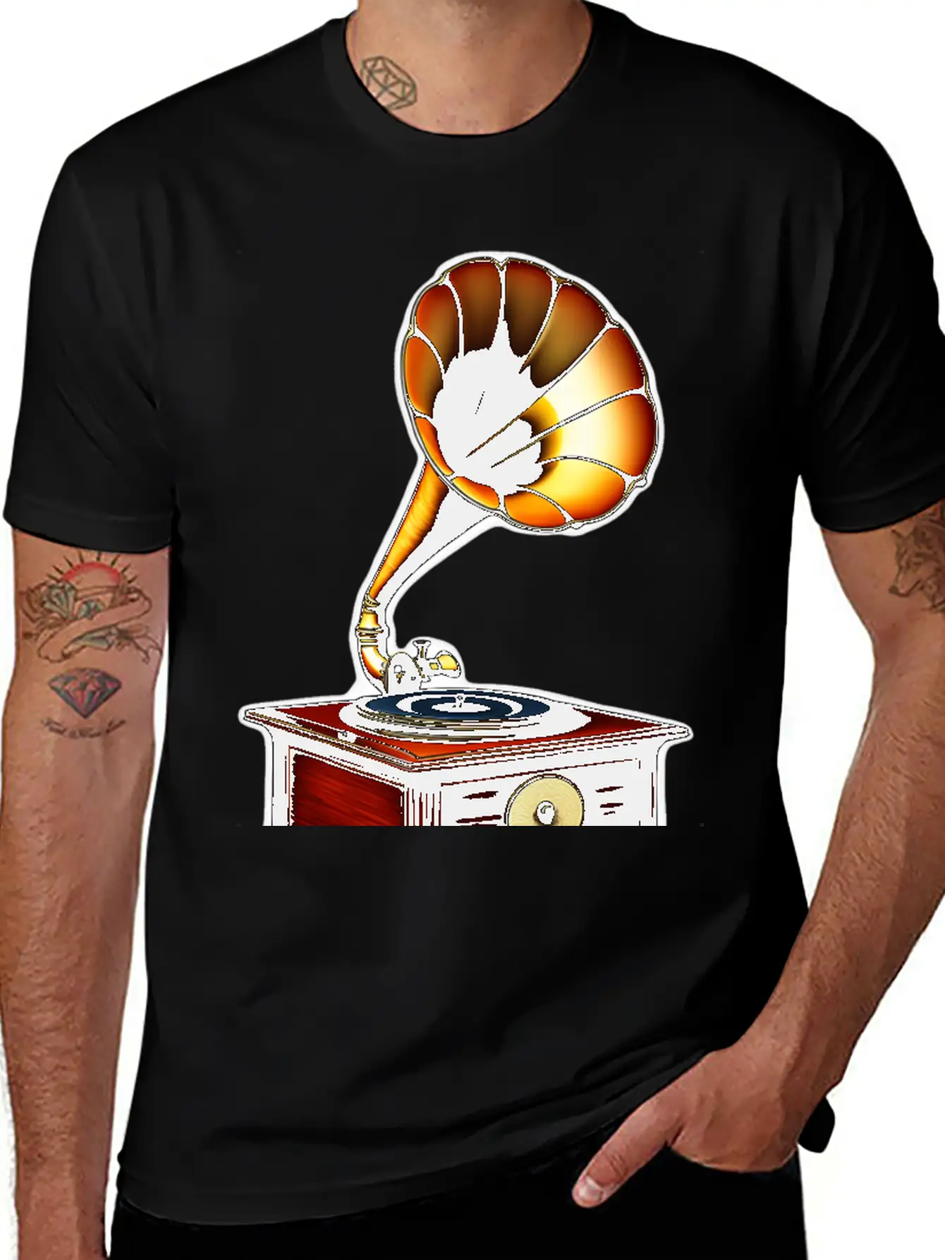 Ancient Gramophone Phenomenal Sound Basic Graphic T-Shirt – Daily Comfort In Soft Cotton