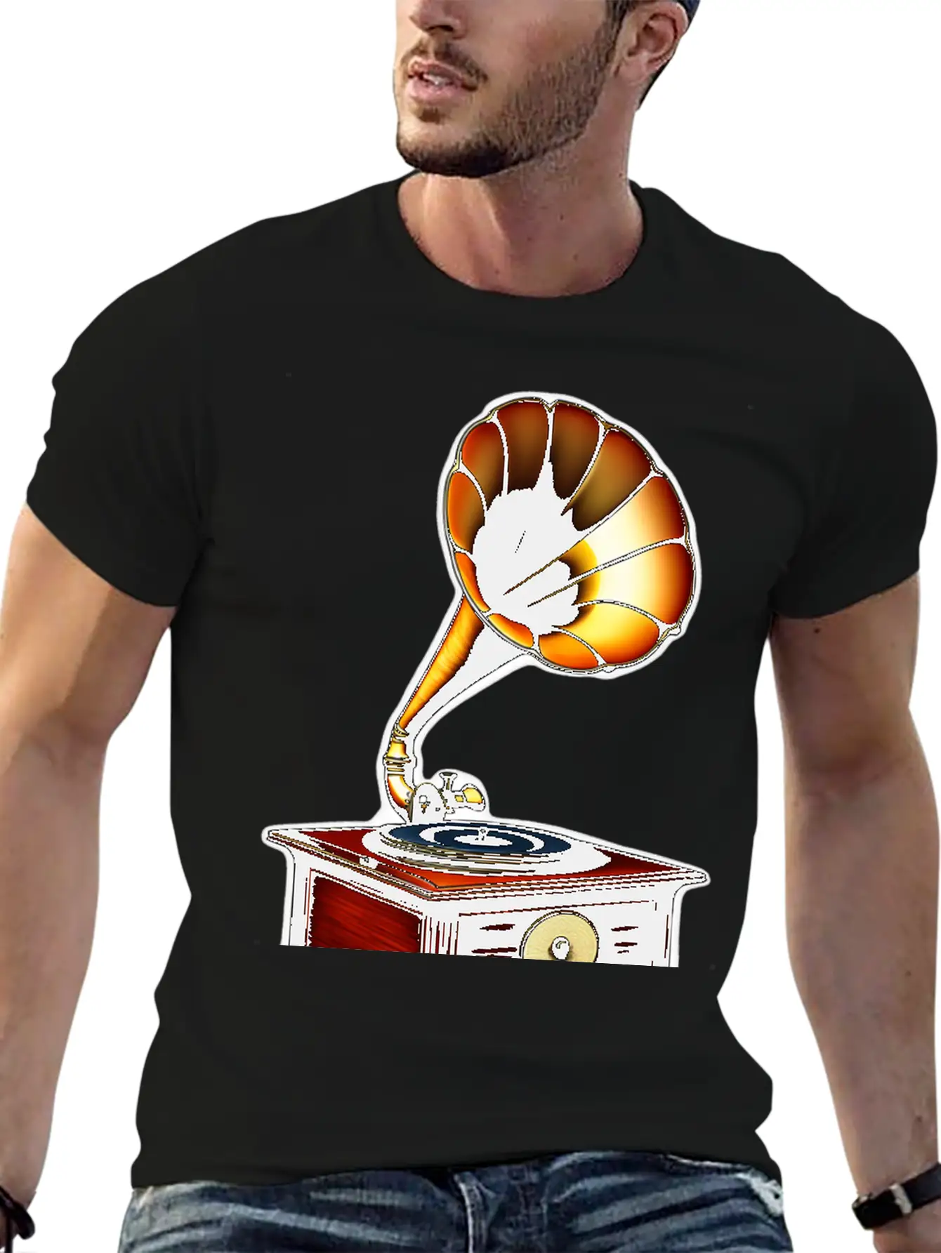 Ancient Gramophone Phenomenal Sound Basic Graphic T-Shirt – Daily Comfort In Soft Cotton