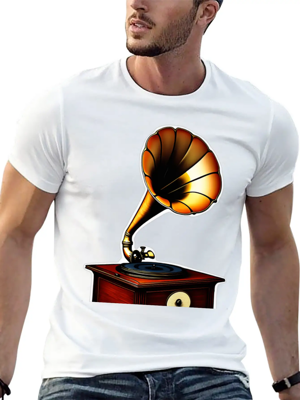 Ancient Gramophone Phenomenal Sound Basic Graphic T-Shirt – Daily Comfort In Soft Cotton