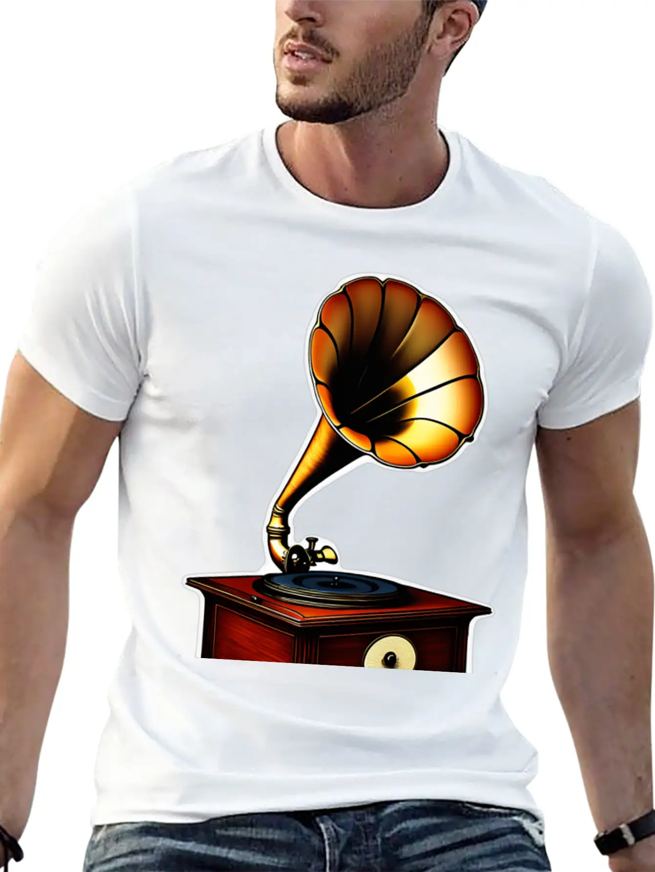 Ancient Gramophone Phenomenal Sound Basic Graphic T-Shirt – Daily Comfort In Soft Cotton