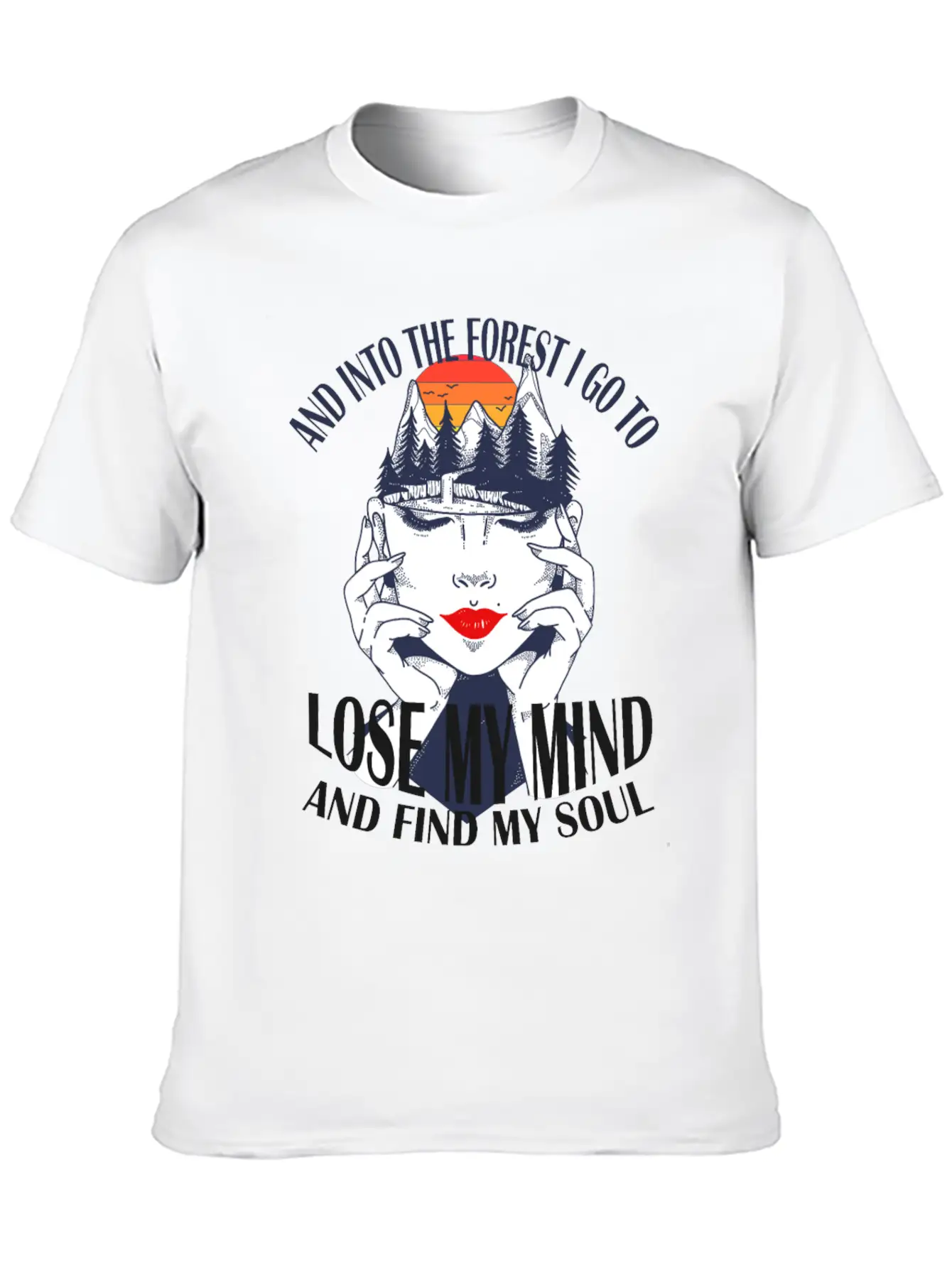 And Into The Forest I Go Nature Head Mindfulness Basic Graphic T-Shirt – Daily Comfort In Soft Cotton