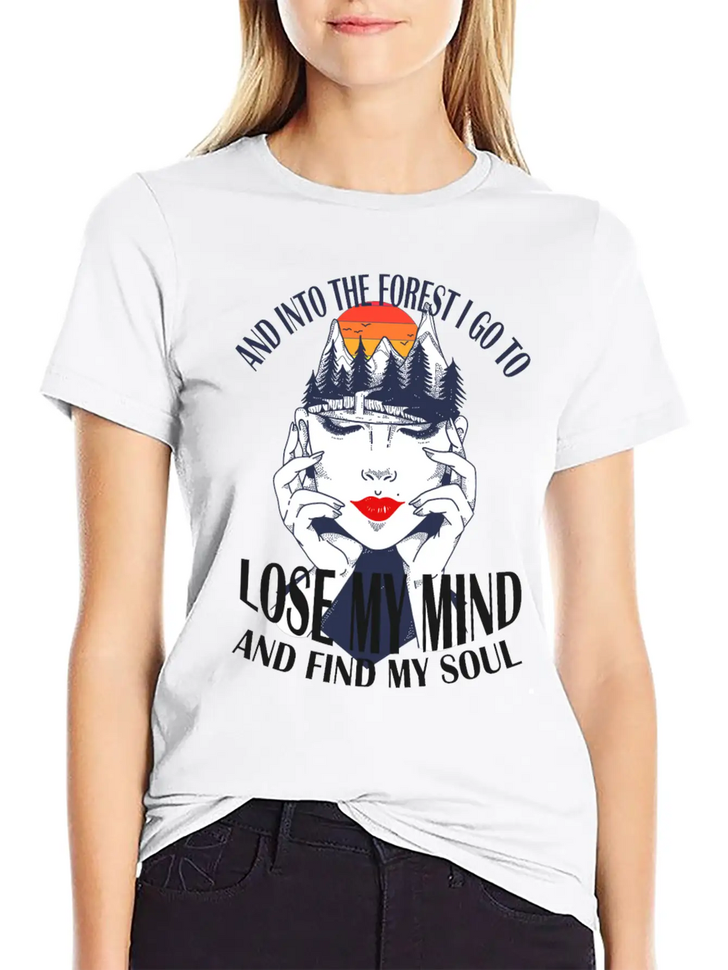 And Into The Forest I Go Nature Head Mindfulness Basic Graphic T-Shirt – Daily Comfort In Soft Cotton