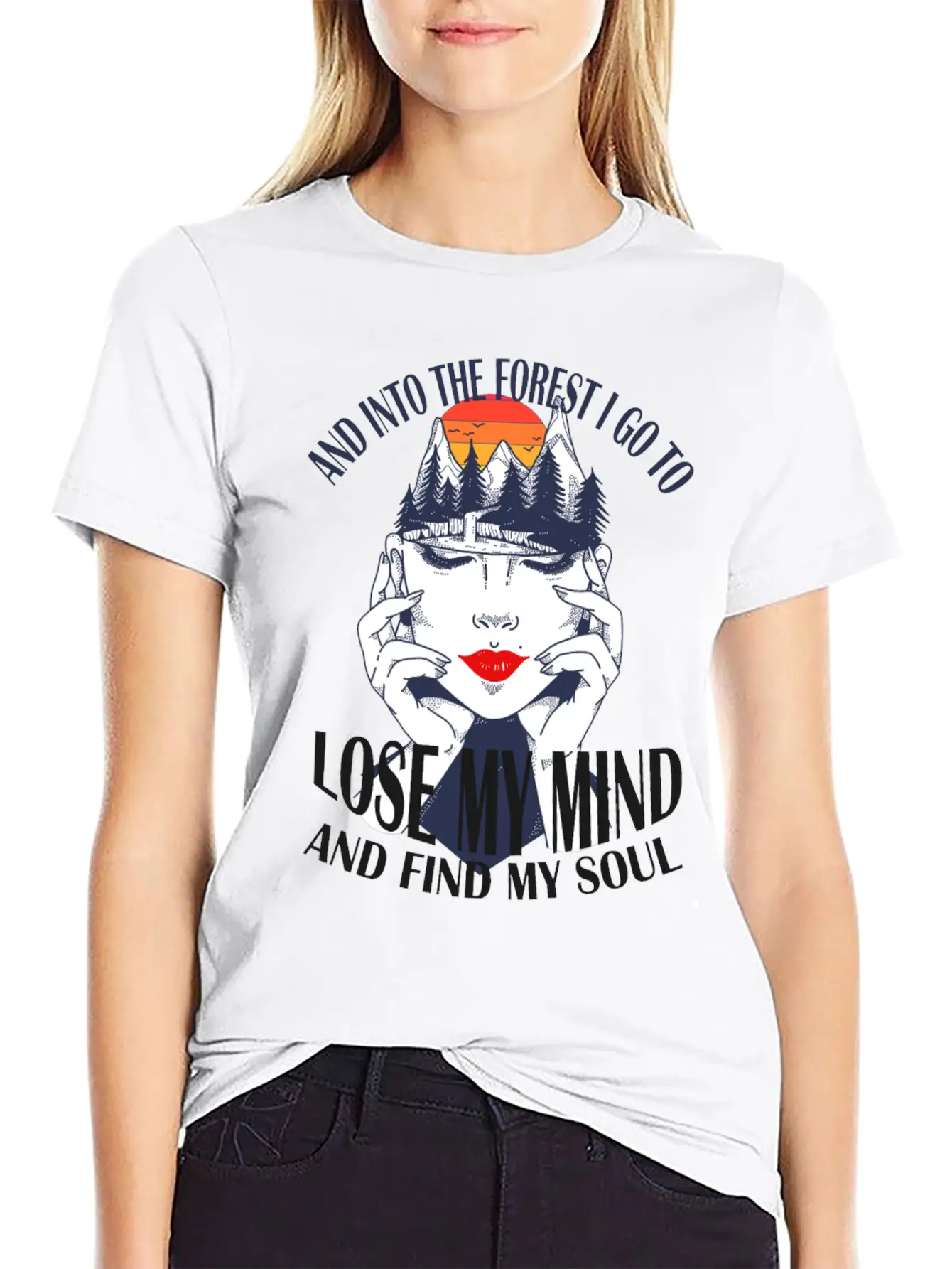 And Into The Forest I Go Nature Head Mindfulness Basic Graphic T-Shirt – Daily Comfort In Soft Cotton