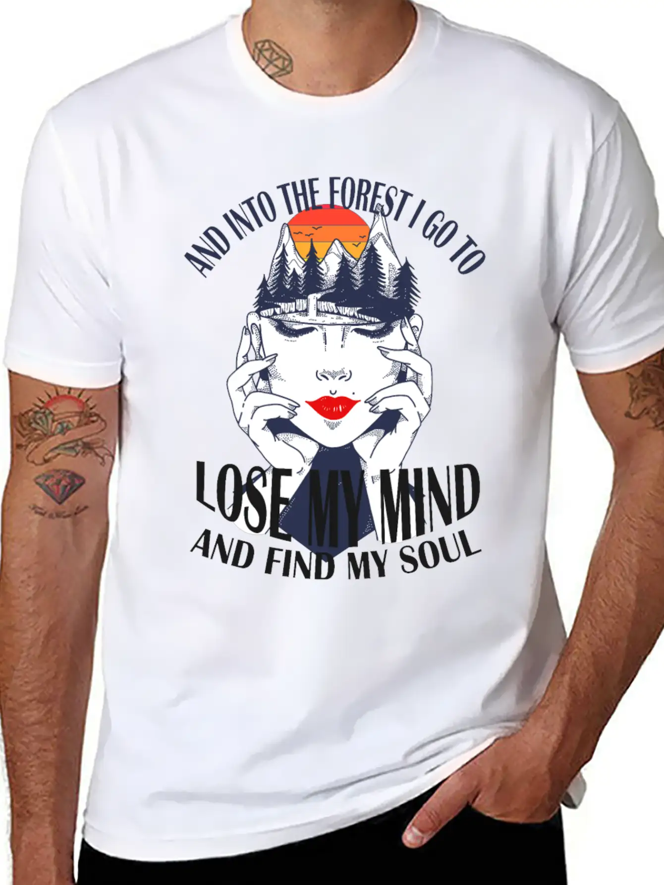 And Into The Forest I Go Nature Head Mindfulness Basic Graphic T-Shirt – Daily Comfort In Soft Cotton