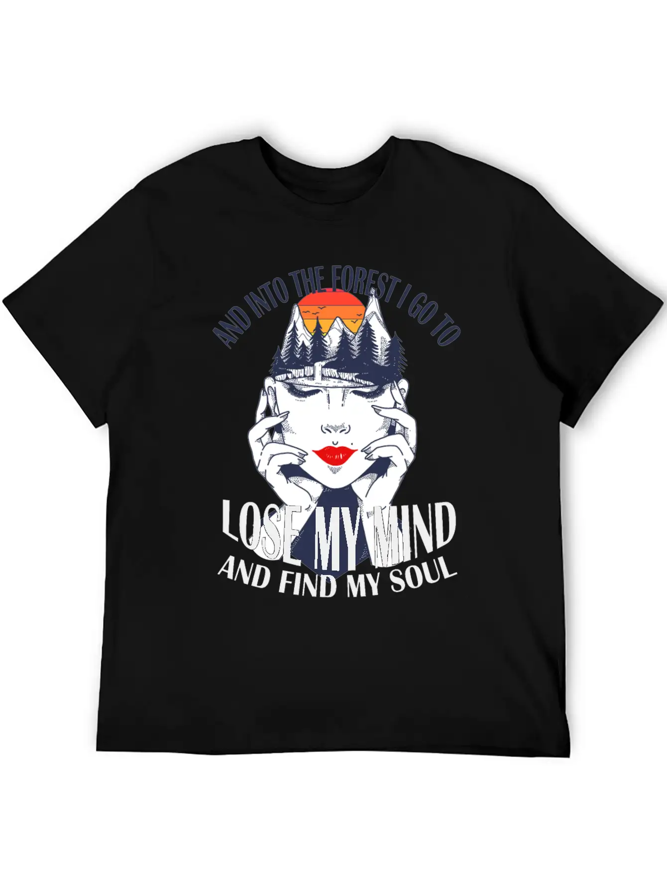 And Into The Forest I Go Nature Head Mindfulness Basic Graphic T-Shirt – Daily Comfort In Soft Cotton