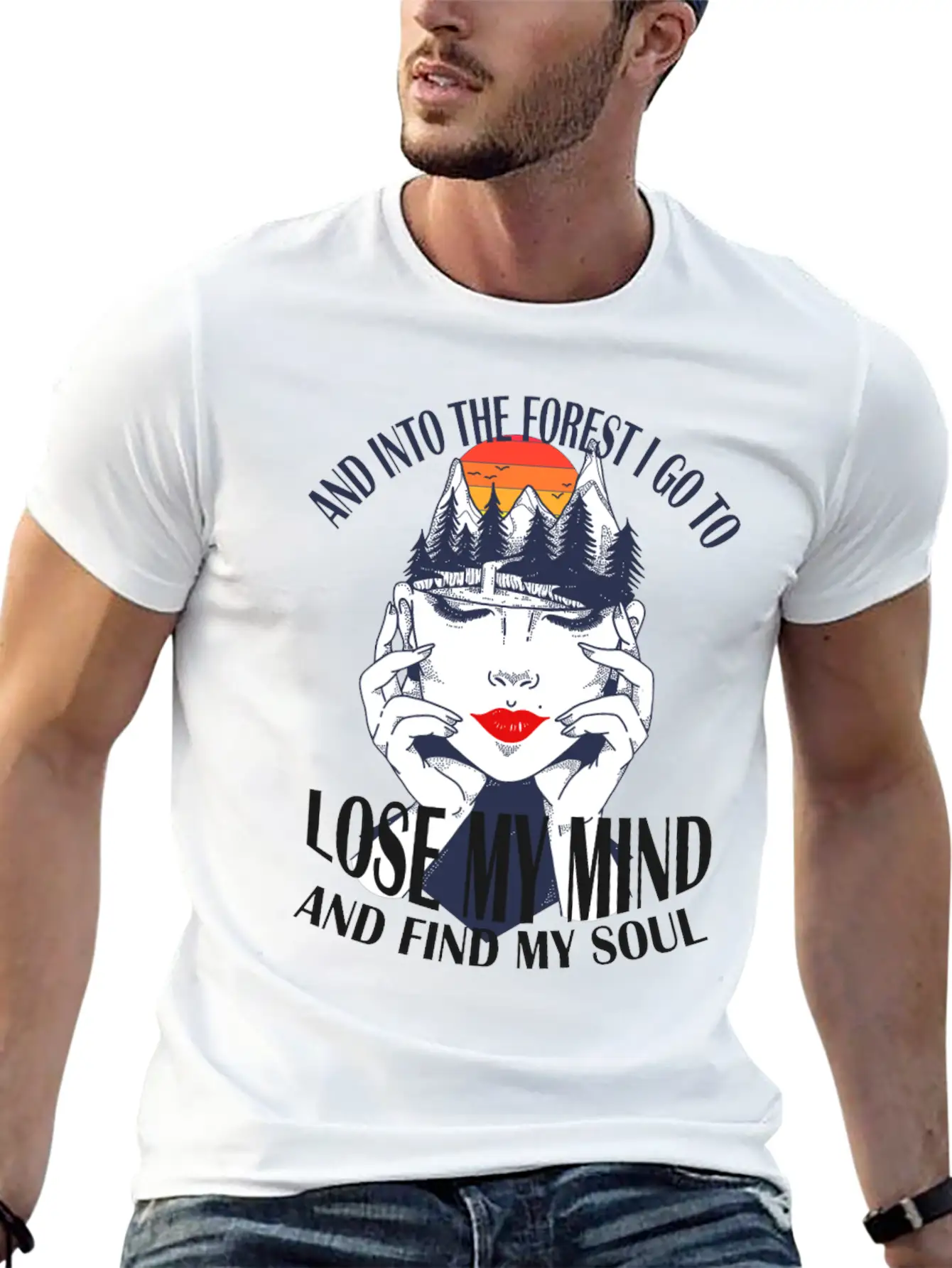 And Into The Forest I Go Nature Head Mindfulness Basic Graphic T-Shirt – Daily Comfort In Soft Cotton