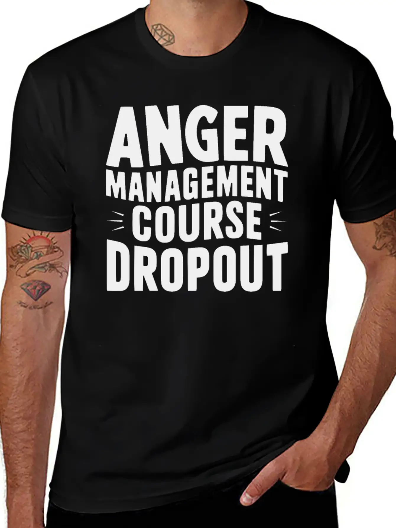 Anger Management Course Dropout Classic Crew Neck Graphic Tee – Everyday Minimal Look