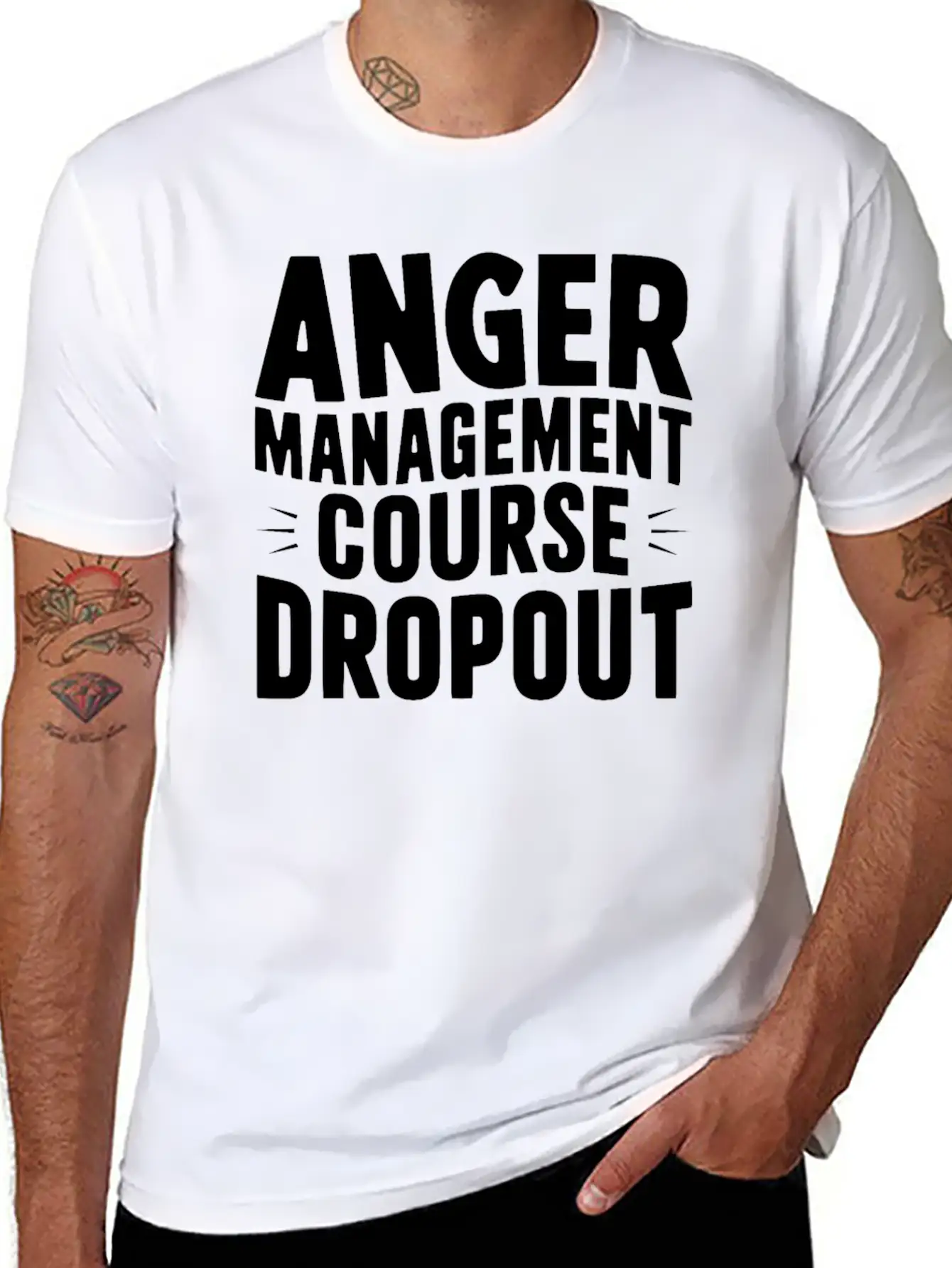 Anger Management Course Dropout Classic Crew Neck Graphic Tee – Everyday Minimal Look