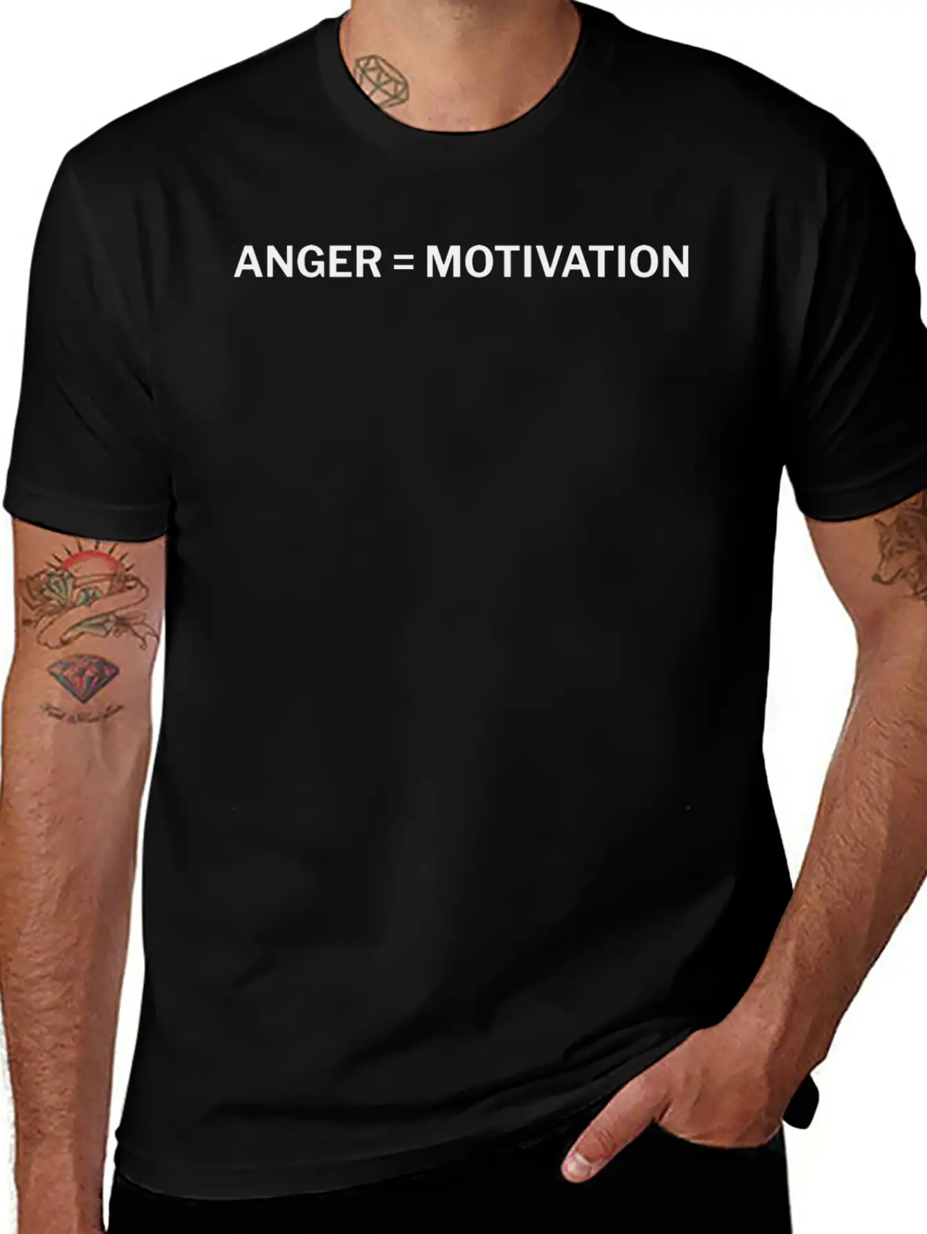 Anger = Motivation Classic Crew Neck Graphic Tee – Everyday Minimal Look