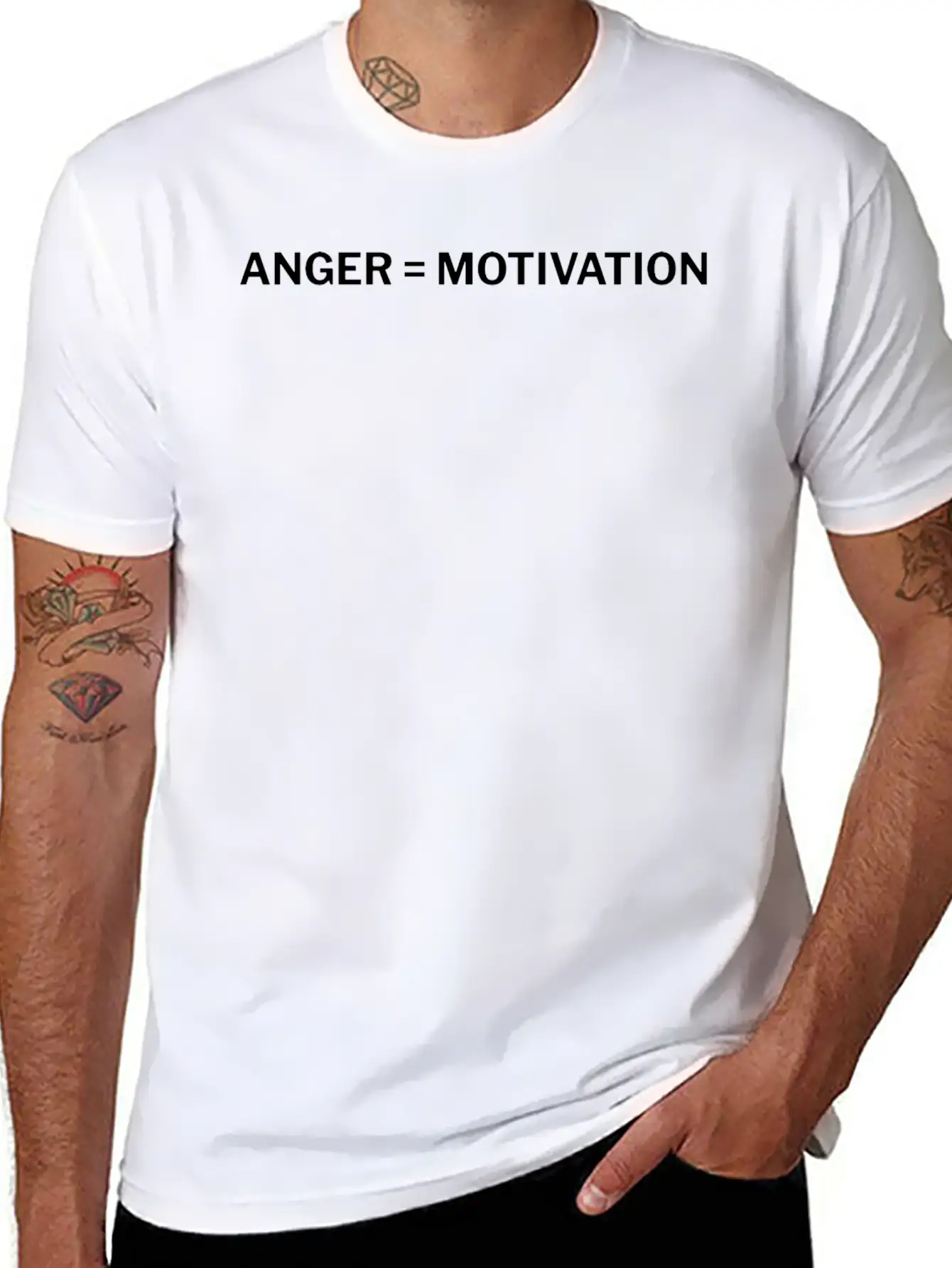 Anger = Motivation Classic Crew Neck Graphic Tee – Everyday Minimal Look