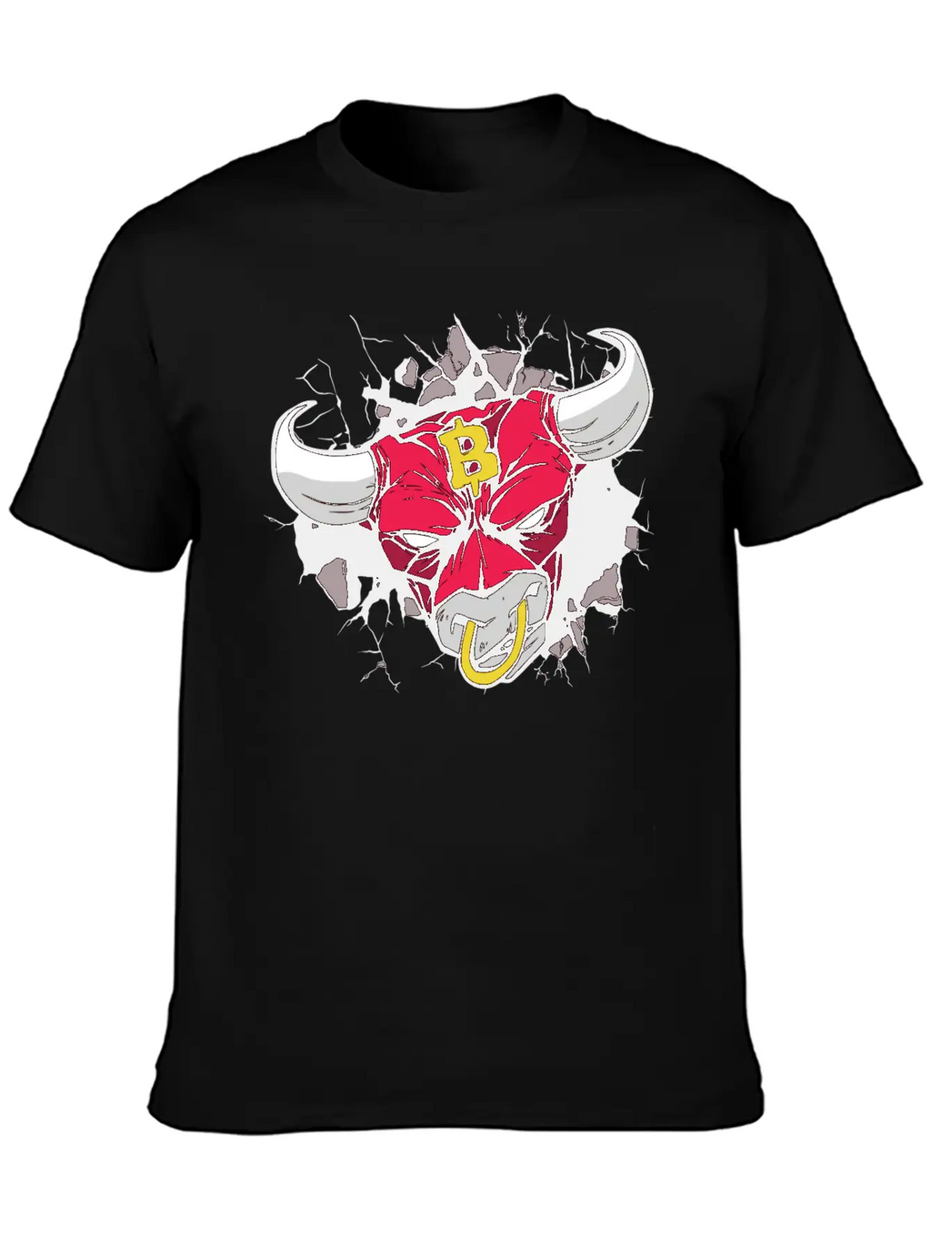 Angry Bull Bitcoin Sign Unisex Casual T-Shirt – Clean Design For Daily Comfort
