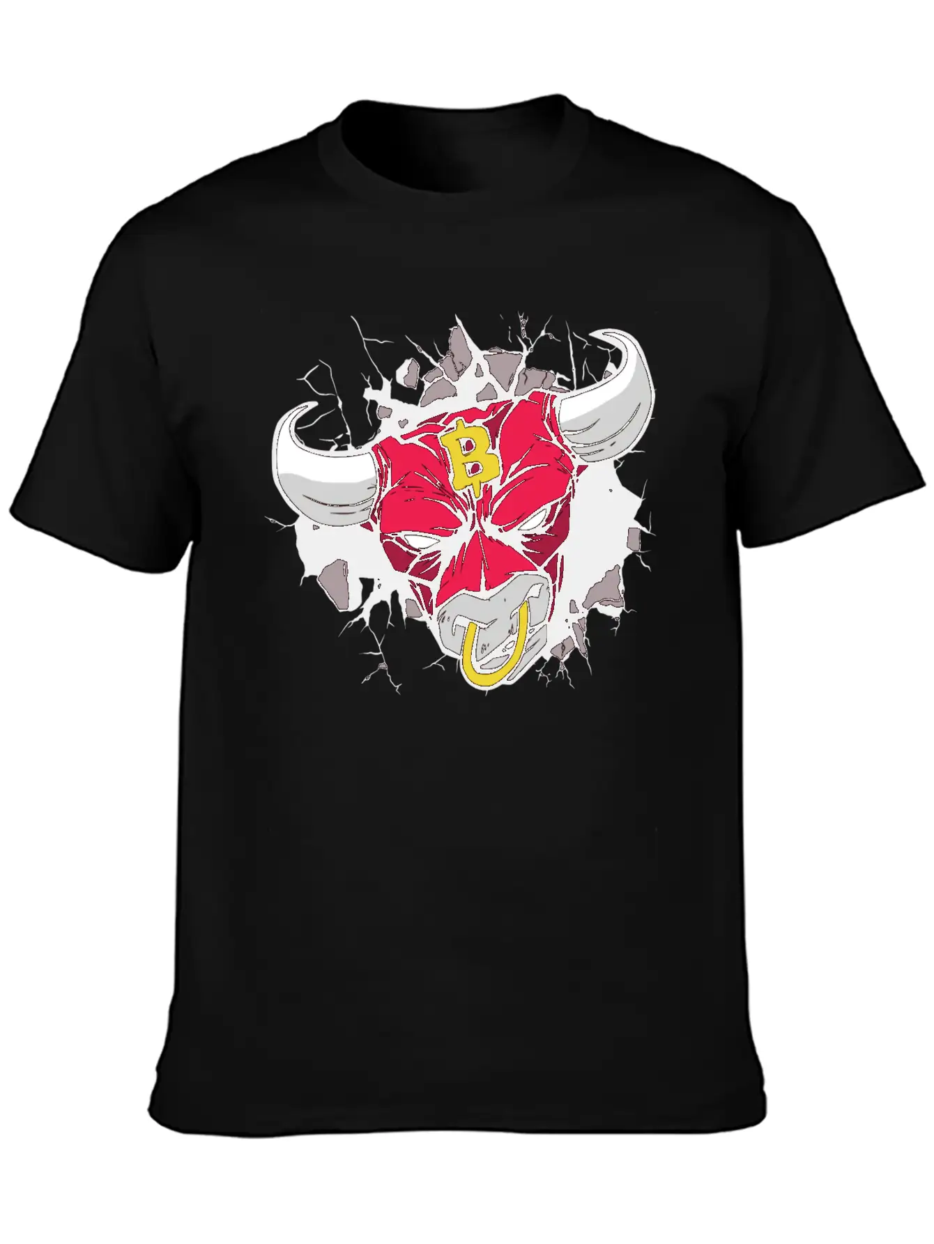 Angry Bull Bitcoin Sign Unisex Casual T-Shirt – Clean Design For Daily Comfort