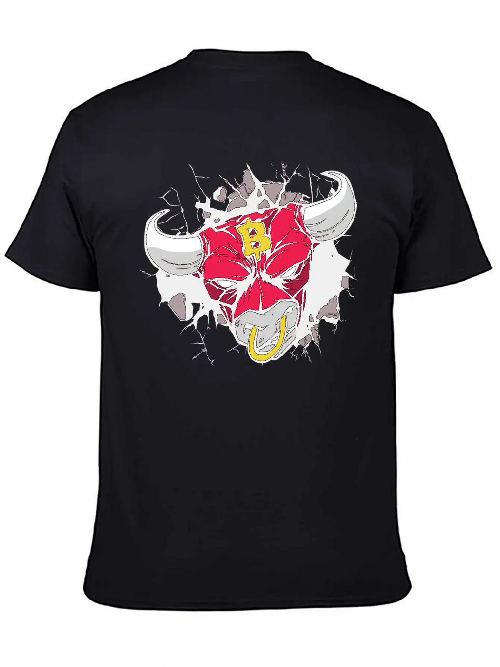 Angry Bull Bitcoin Sign Unisex Casual T-Shirt – Clean Design For Daily Comfort