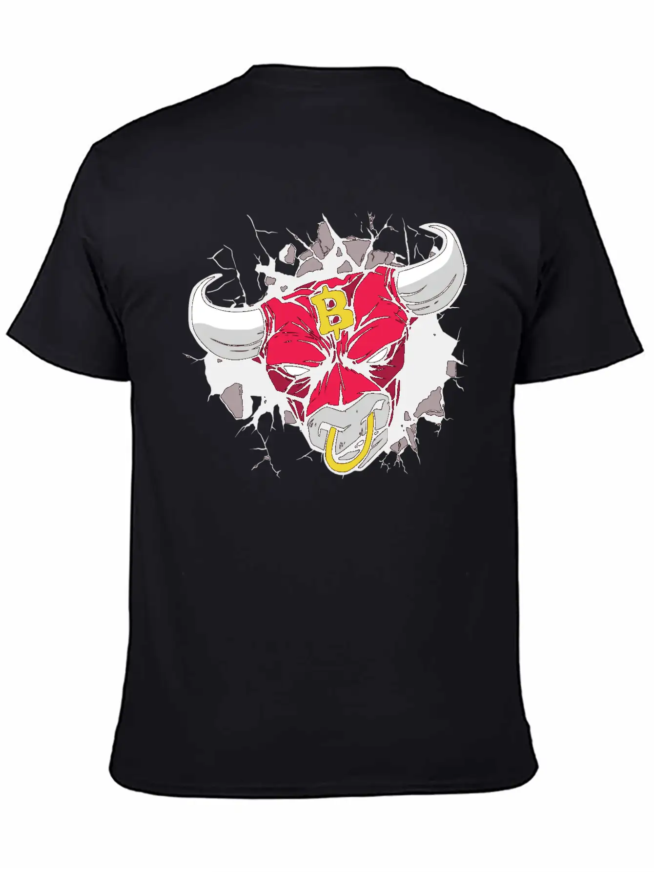 Angry Bull Bitcoin Sign Unisex Casual T-Shirt – Clean Design For Daily Comfort