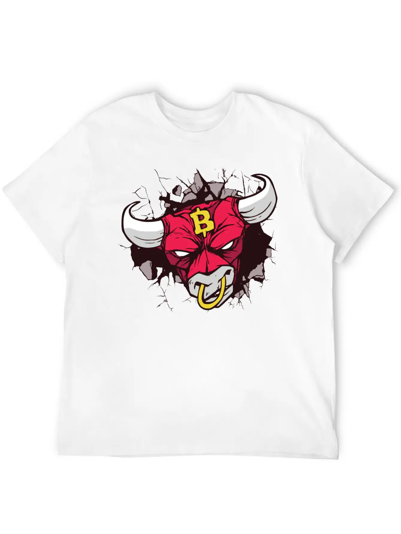 Angry Bull Bitcoin Sign Unisex Casual T-Shirt – Clean Design For Daily Comfort